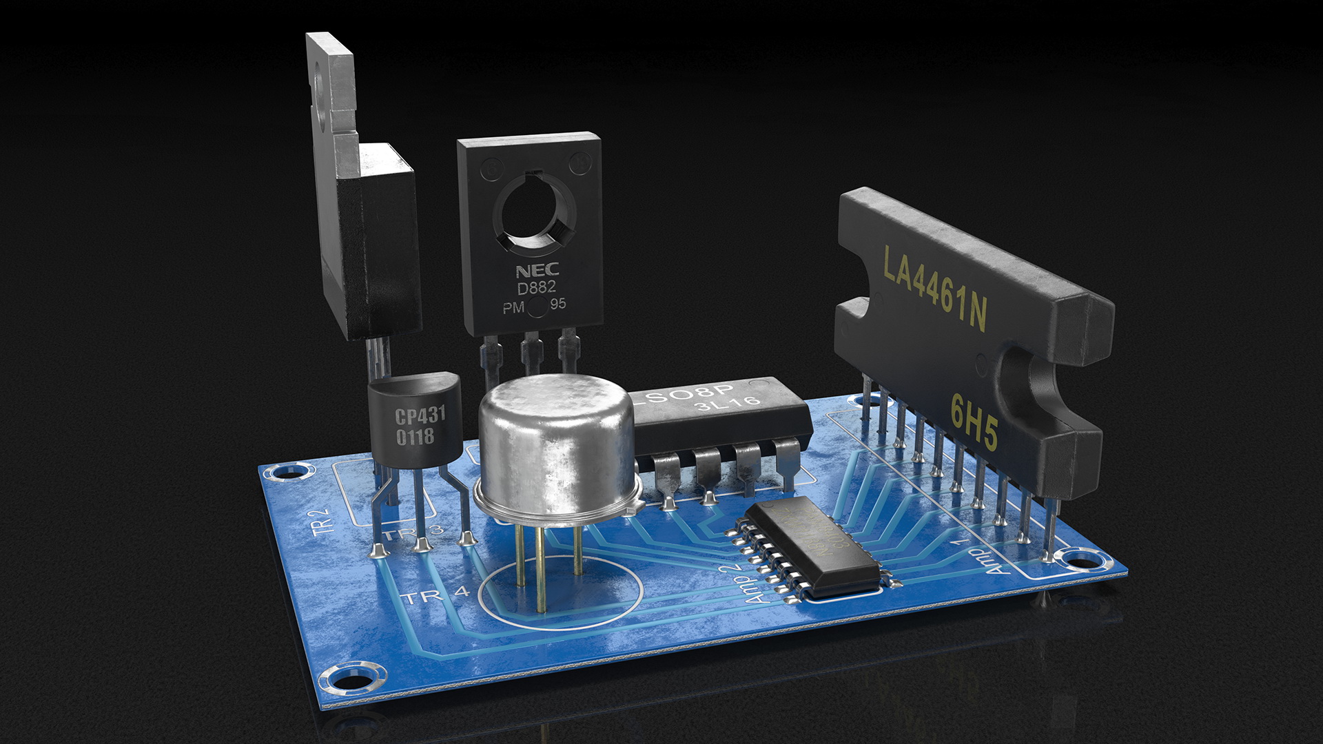3D Active Electronics Components on Circuit Board