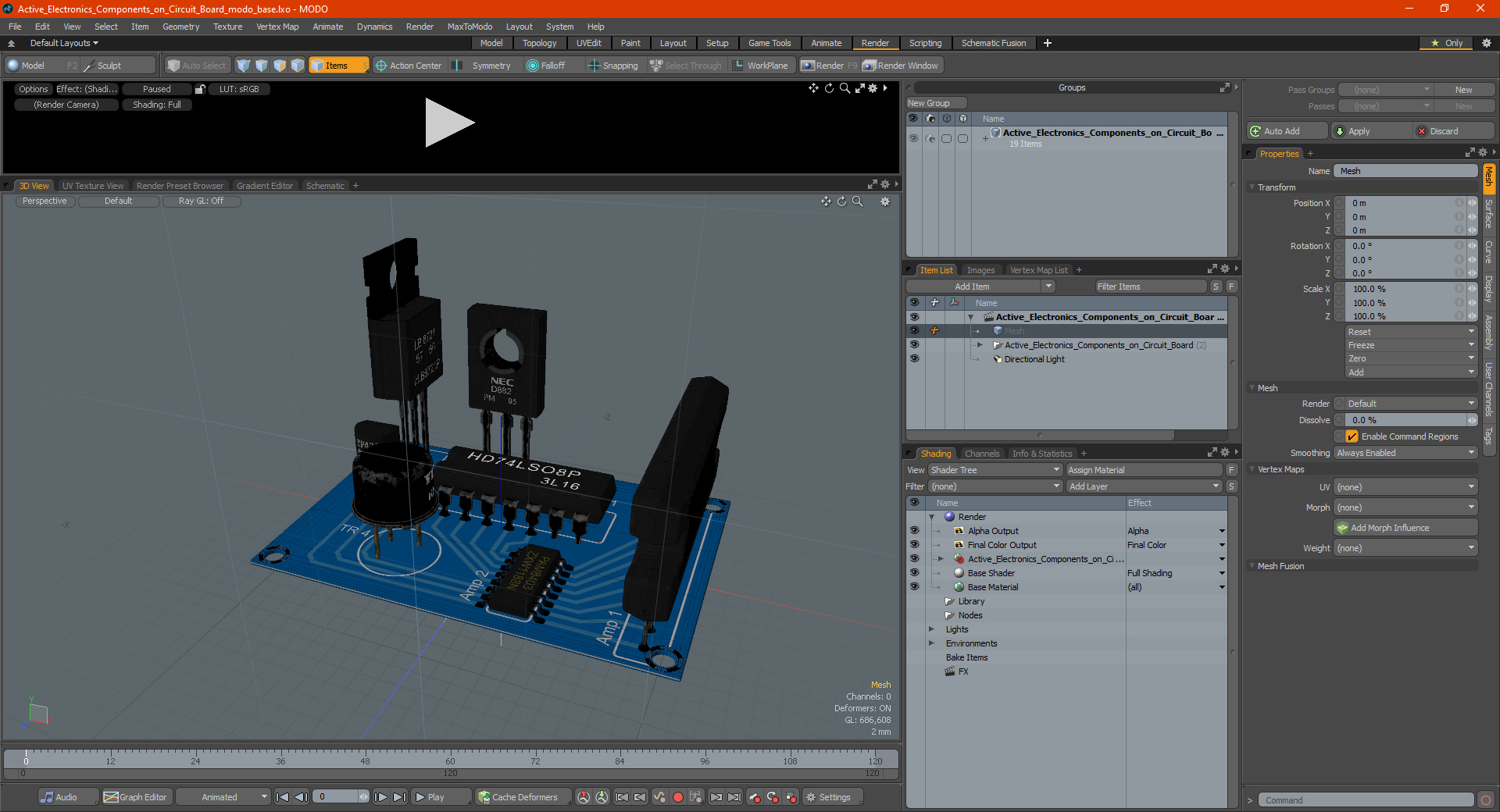 3D Active Electronics Components on Circuit Board