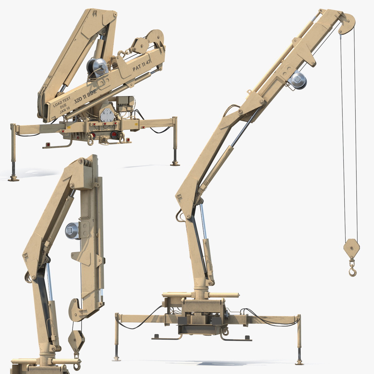 Military Loading Hydraulic Crane System Rigged 3D model preview