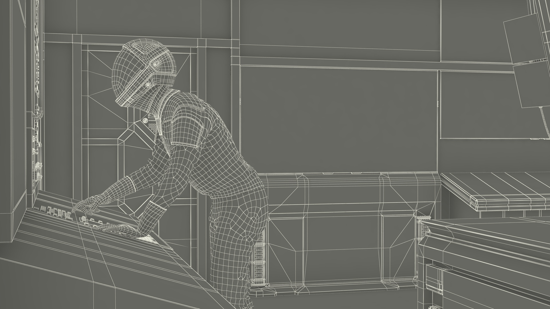 3D Command Room with Operators Red