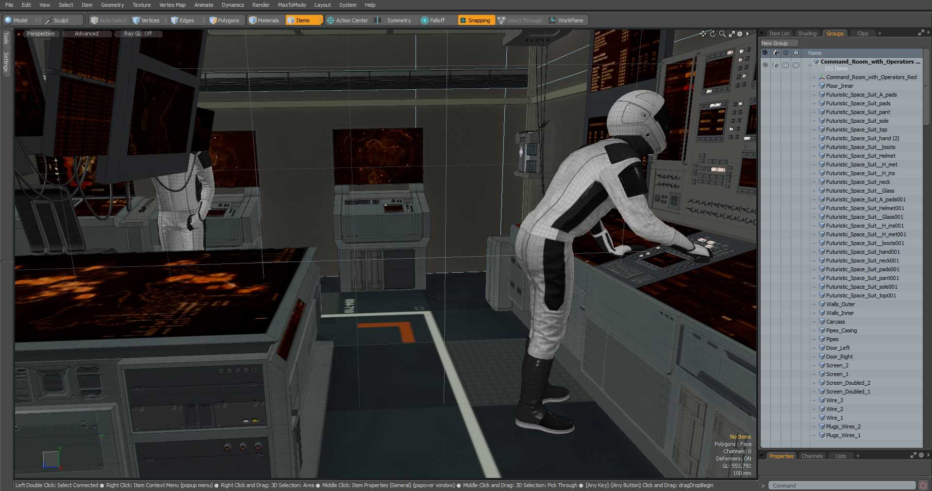 3D Command Room with Operators Red