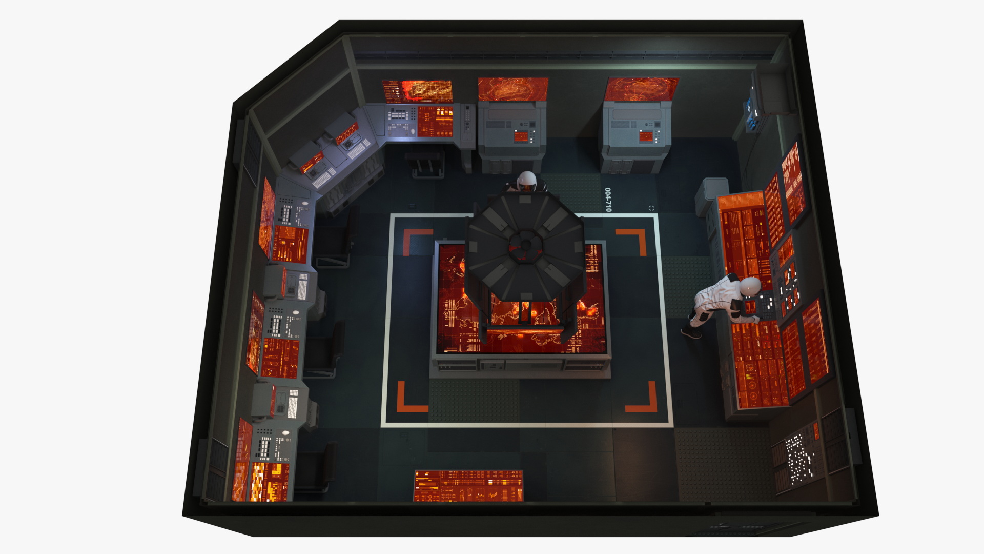 3D Command Room with Operators Red