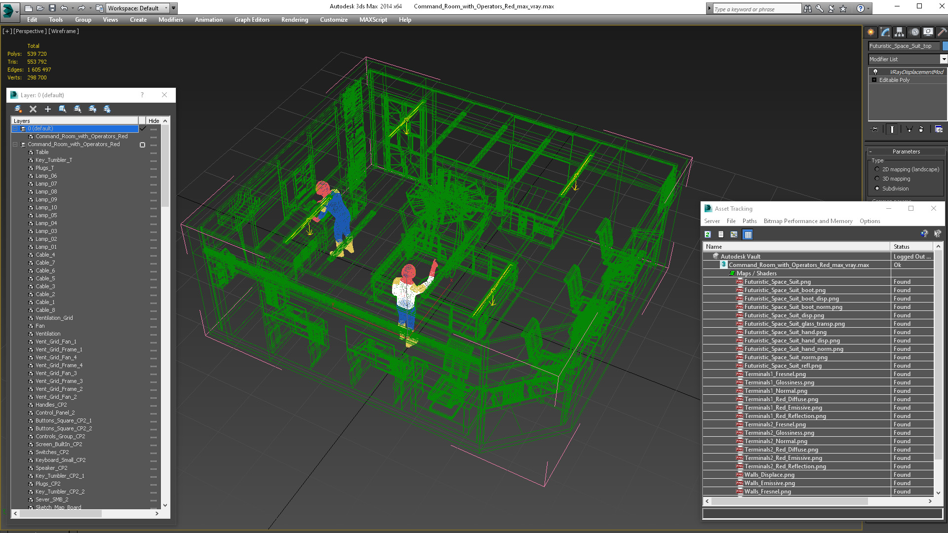 3D Command Room with Operators Red