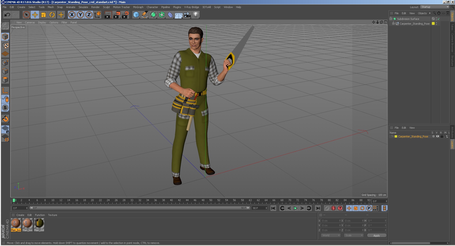 3D Carpenter Standing Pose model