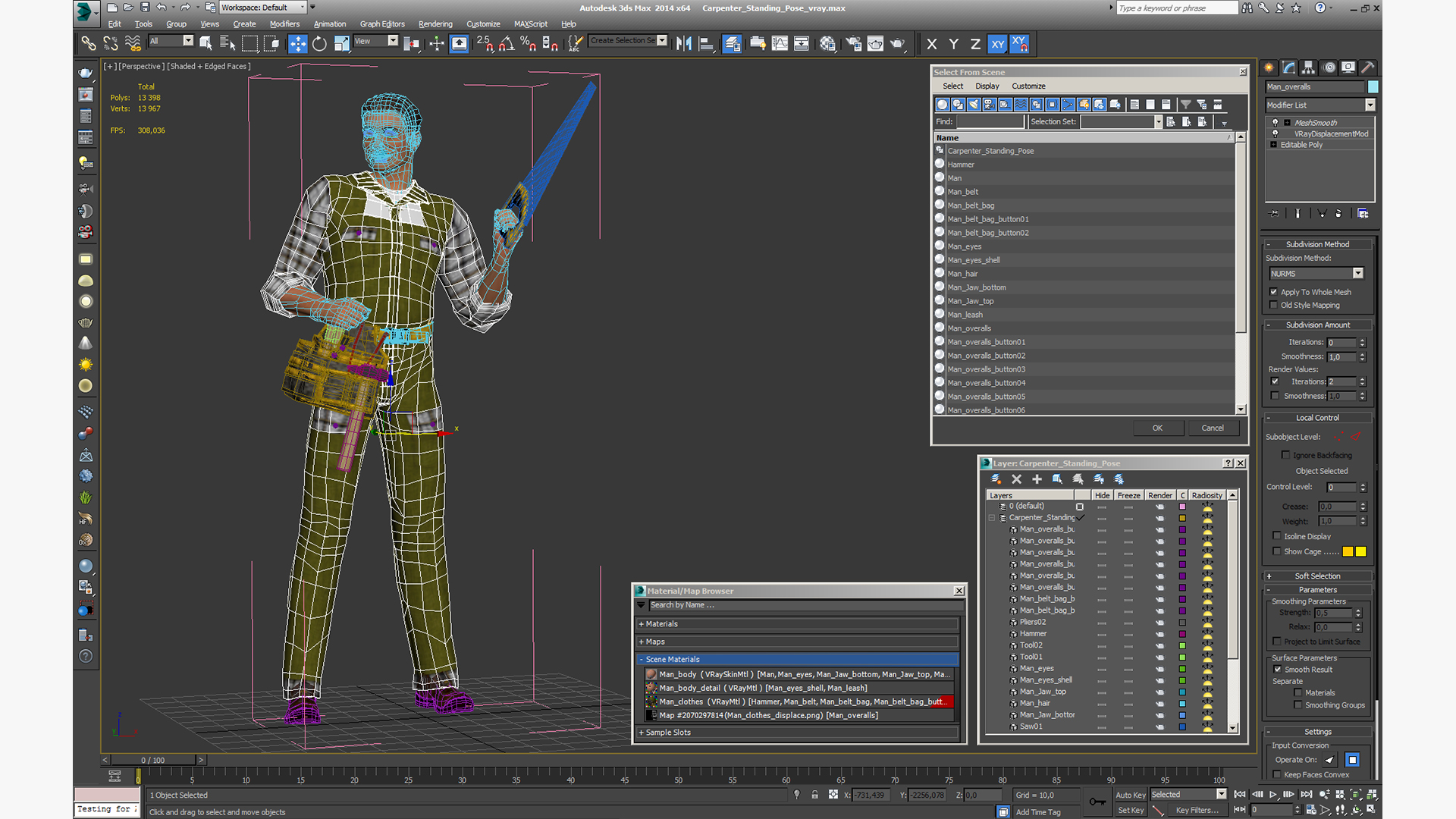 3D Carpenter Standing Pose model