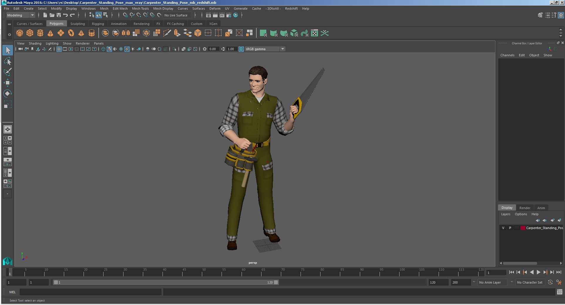 3D Carpenter Standing Pose model