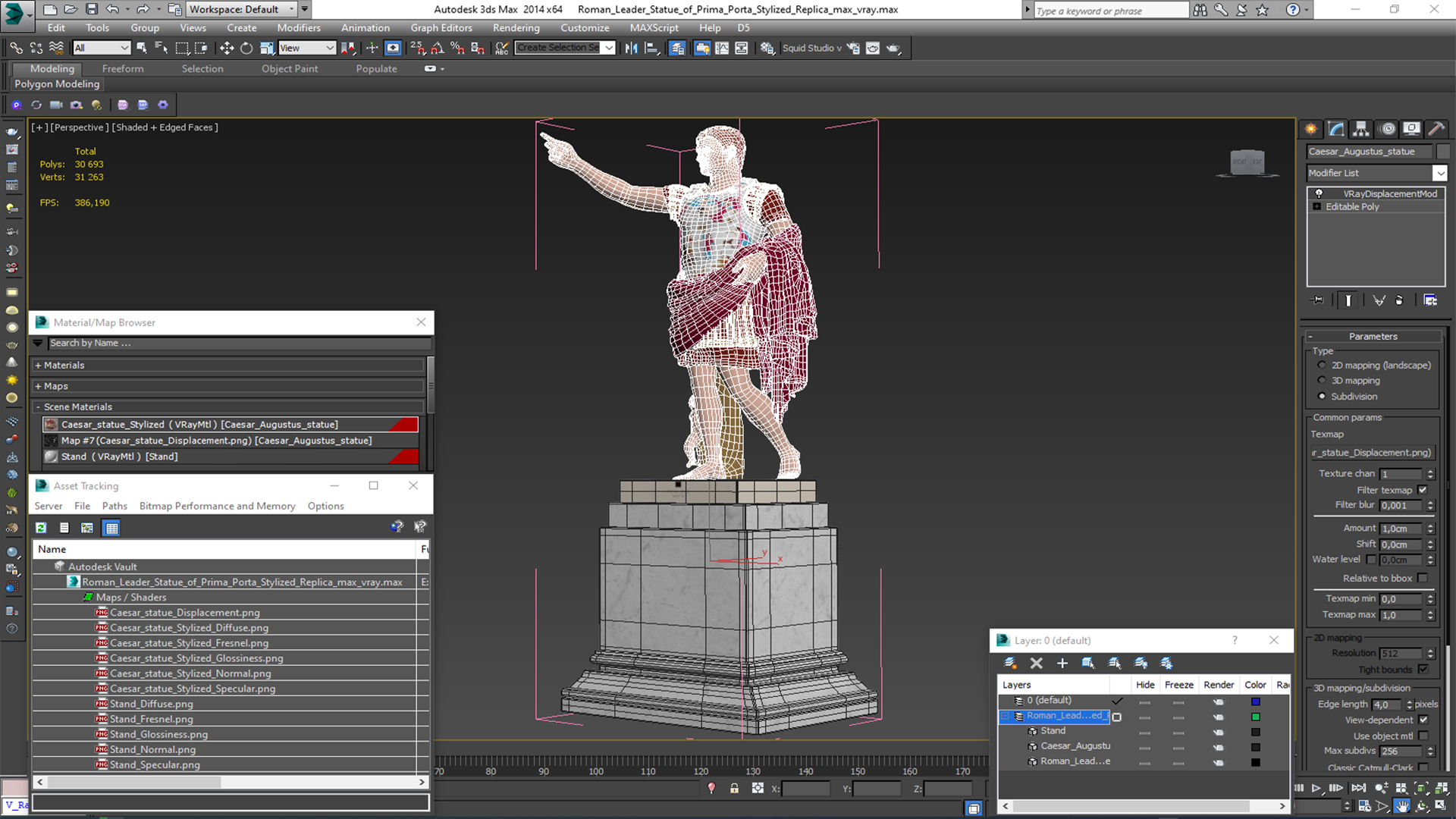 3D Roman Leader Statue of Prima Porta Stylized Replica