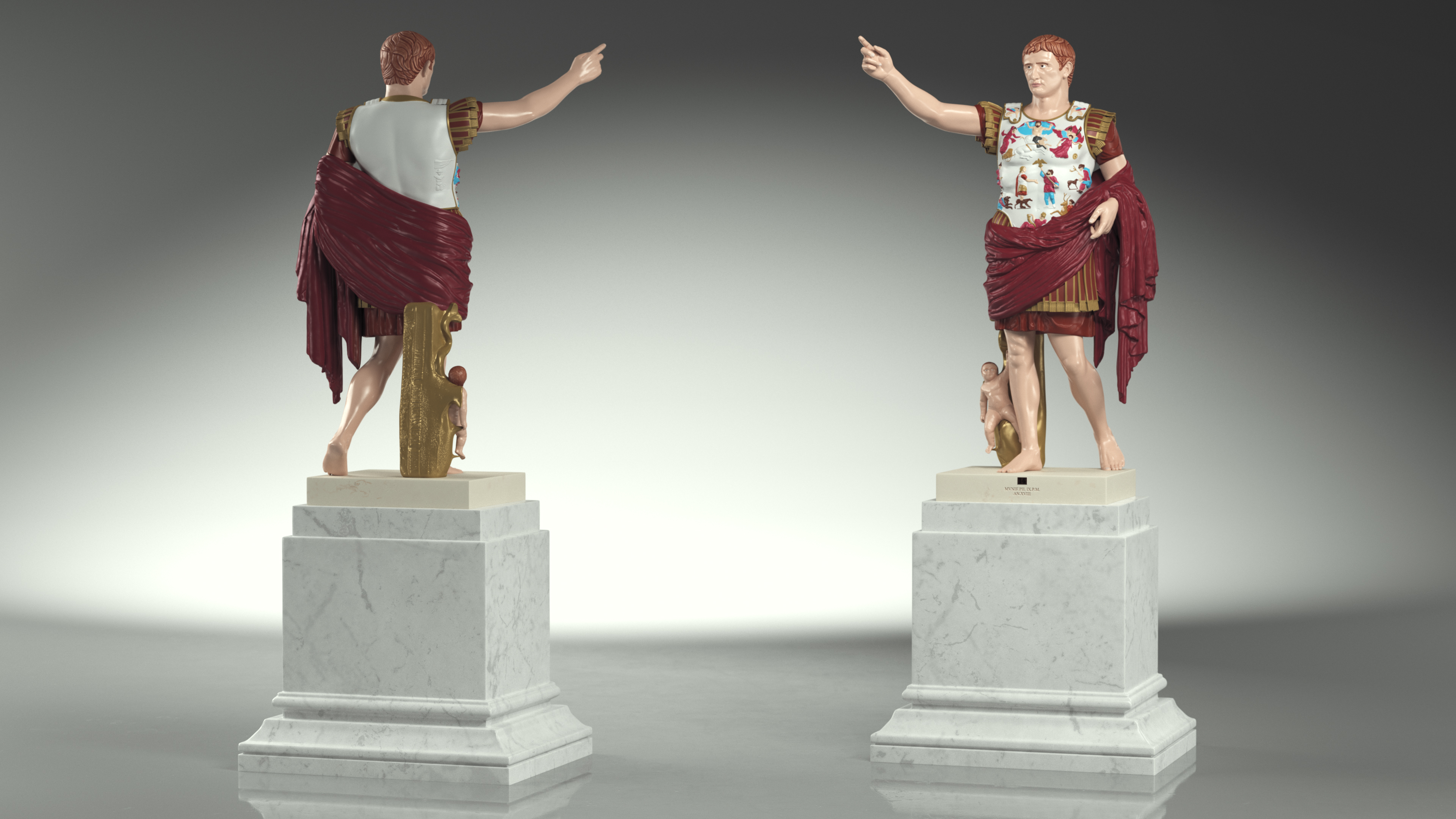 3D Roman Leader Statue of Prima Porta Stylized Replica