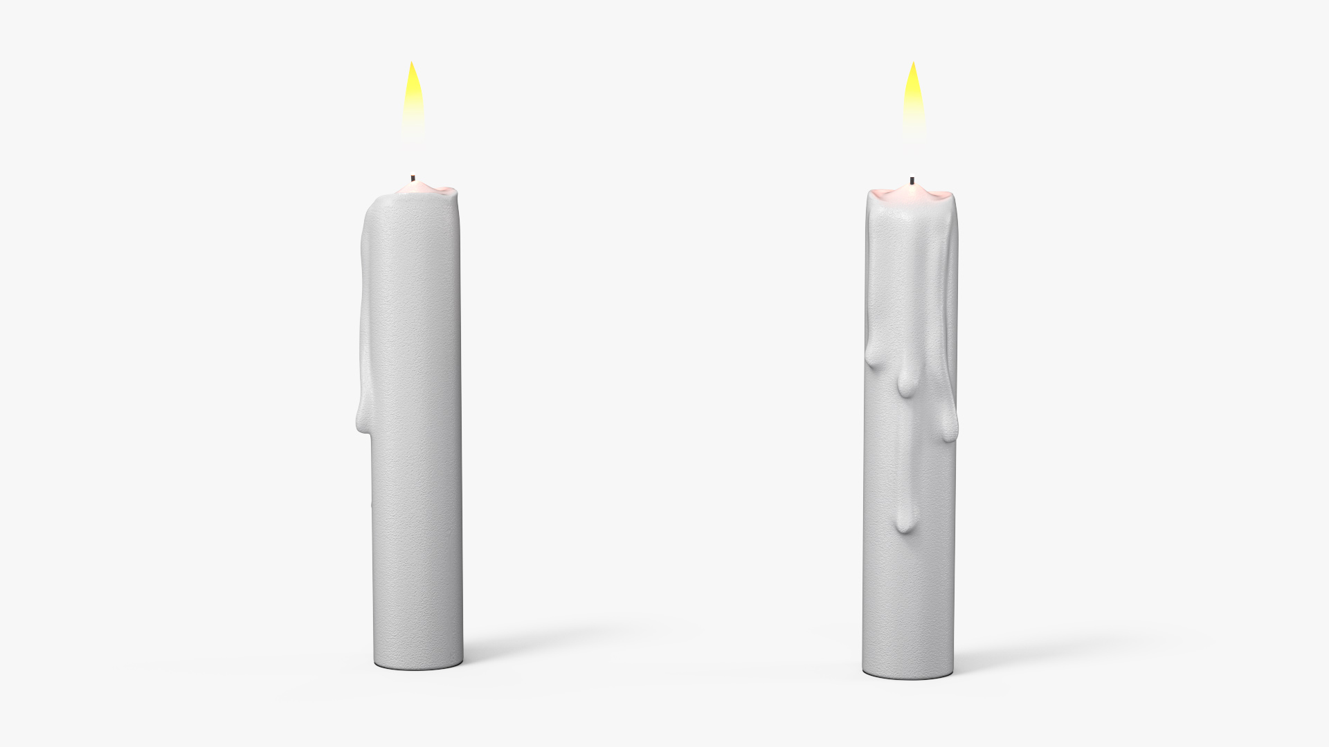 3D model Realistic Lit Candle with Wax Drips