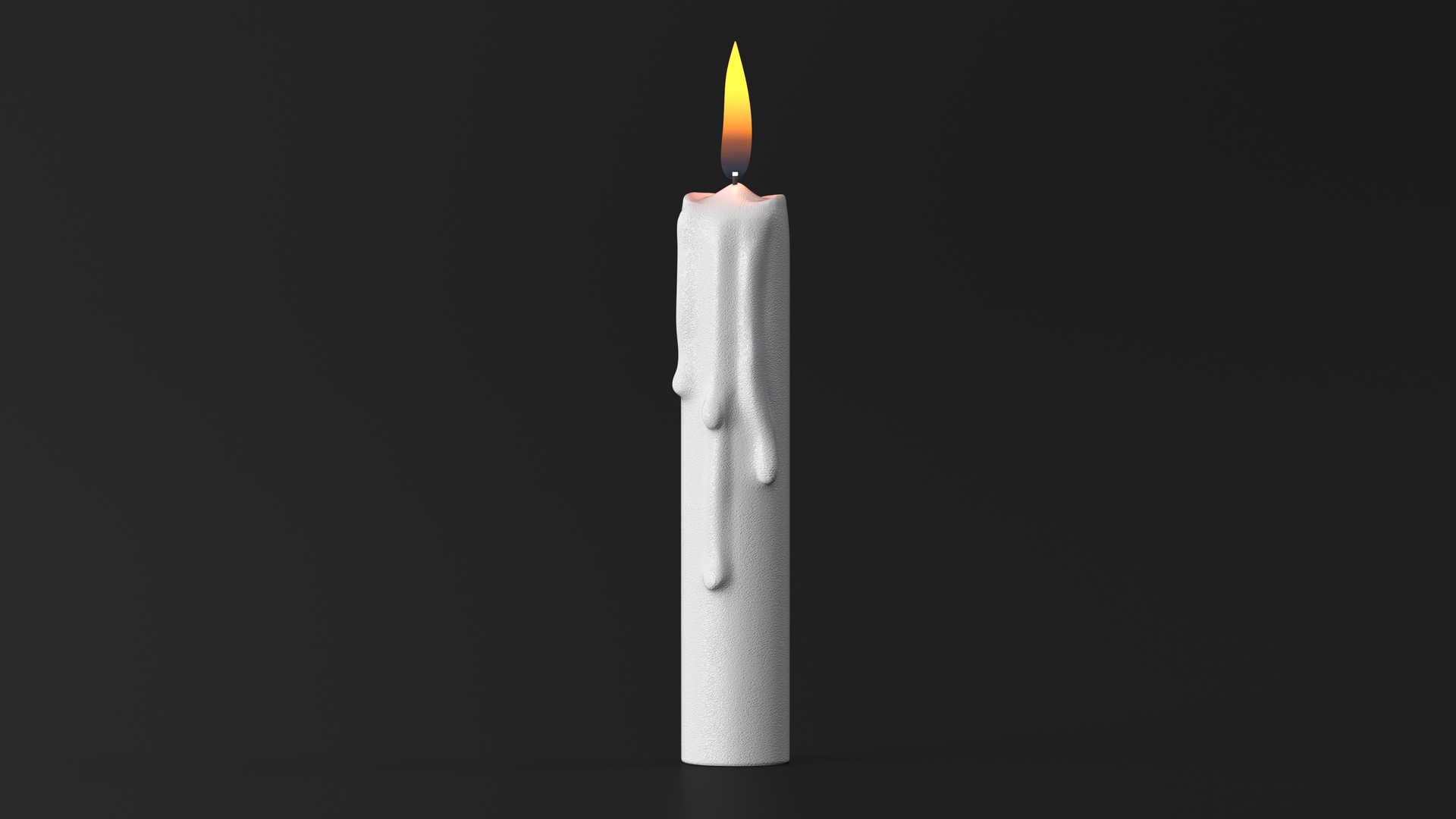 3D model Realistic Lit Candle with Wax Drips