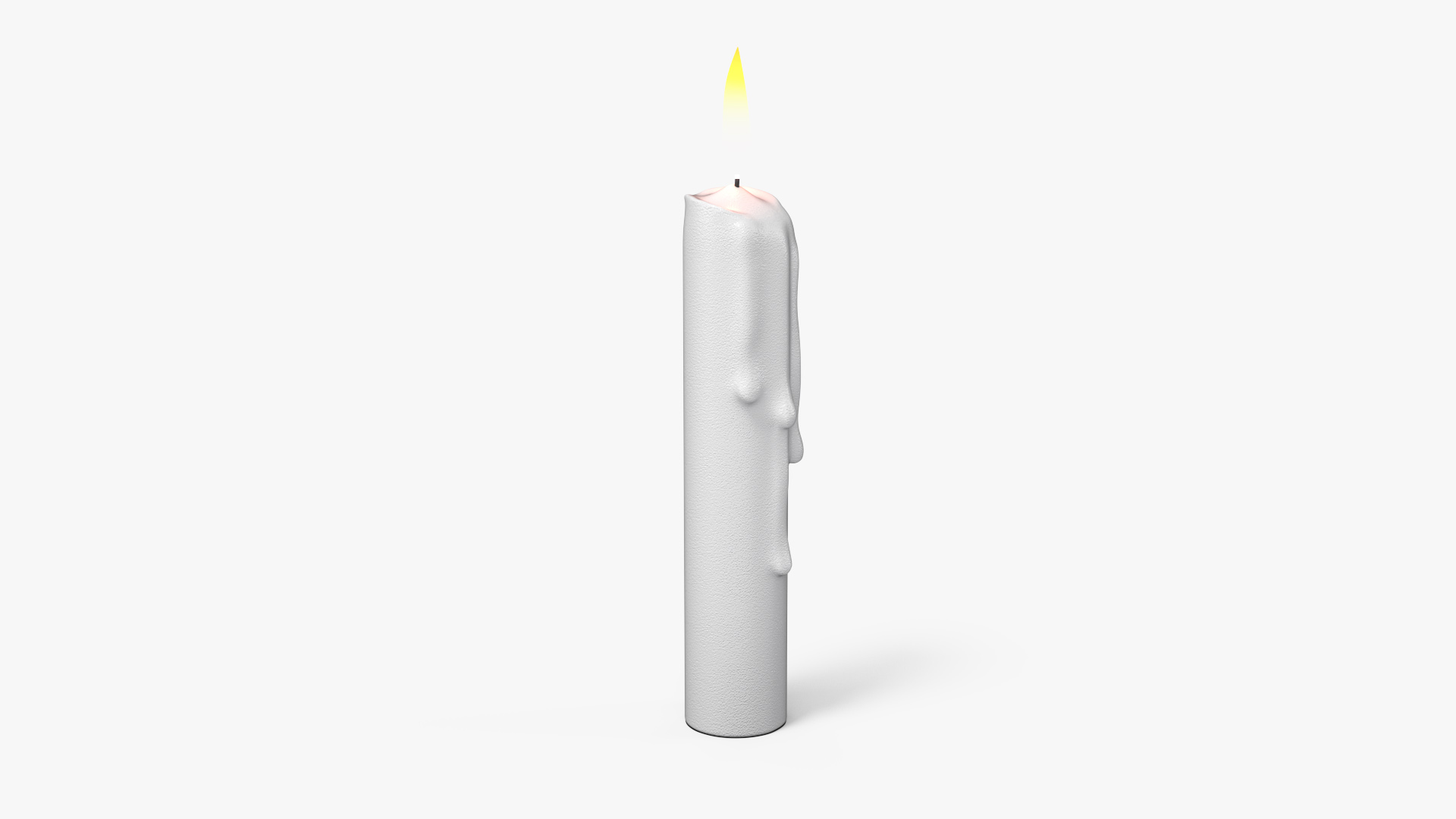 3D model Realistic Lit Candle with Wax Drips