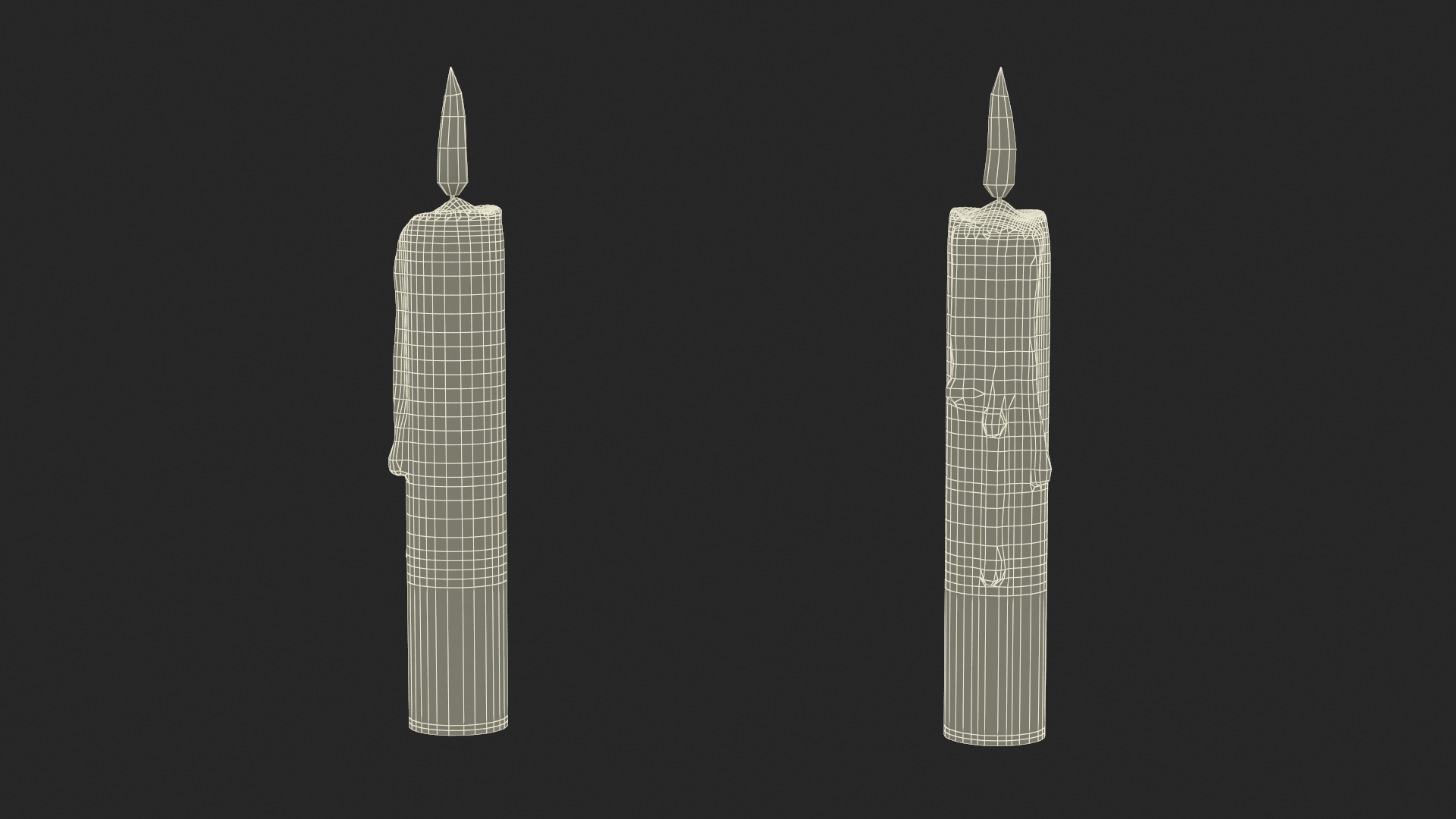 3D model Realistic Lit Candle with Wax Drips