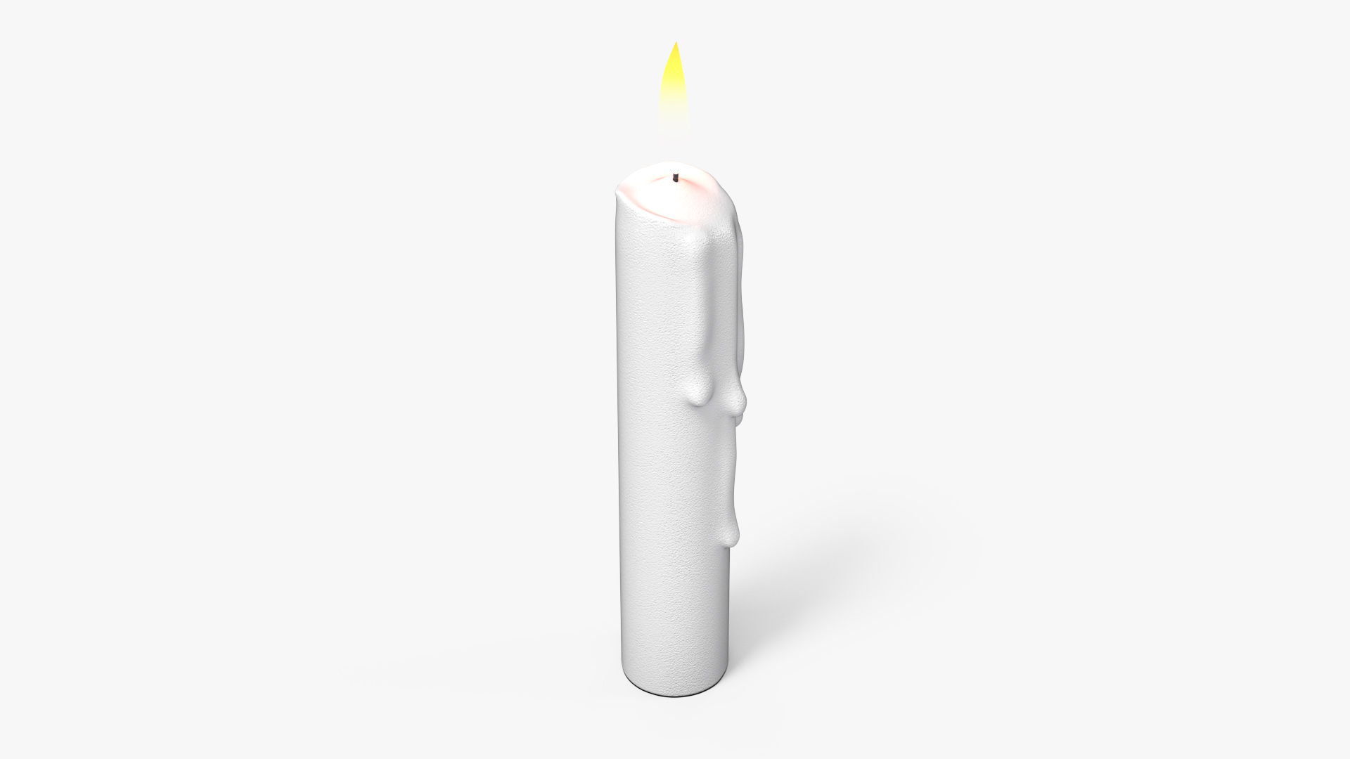 3D model Realistic Lit Candle with Wax Drips