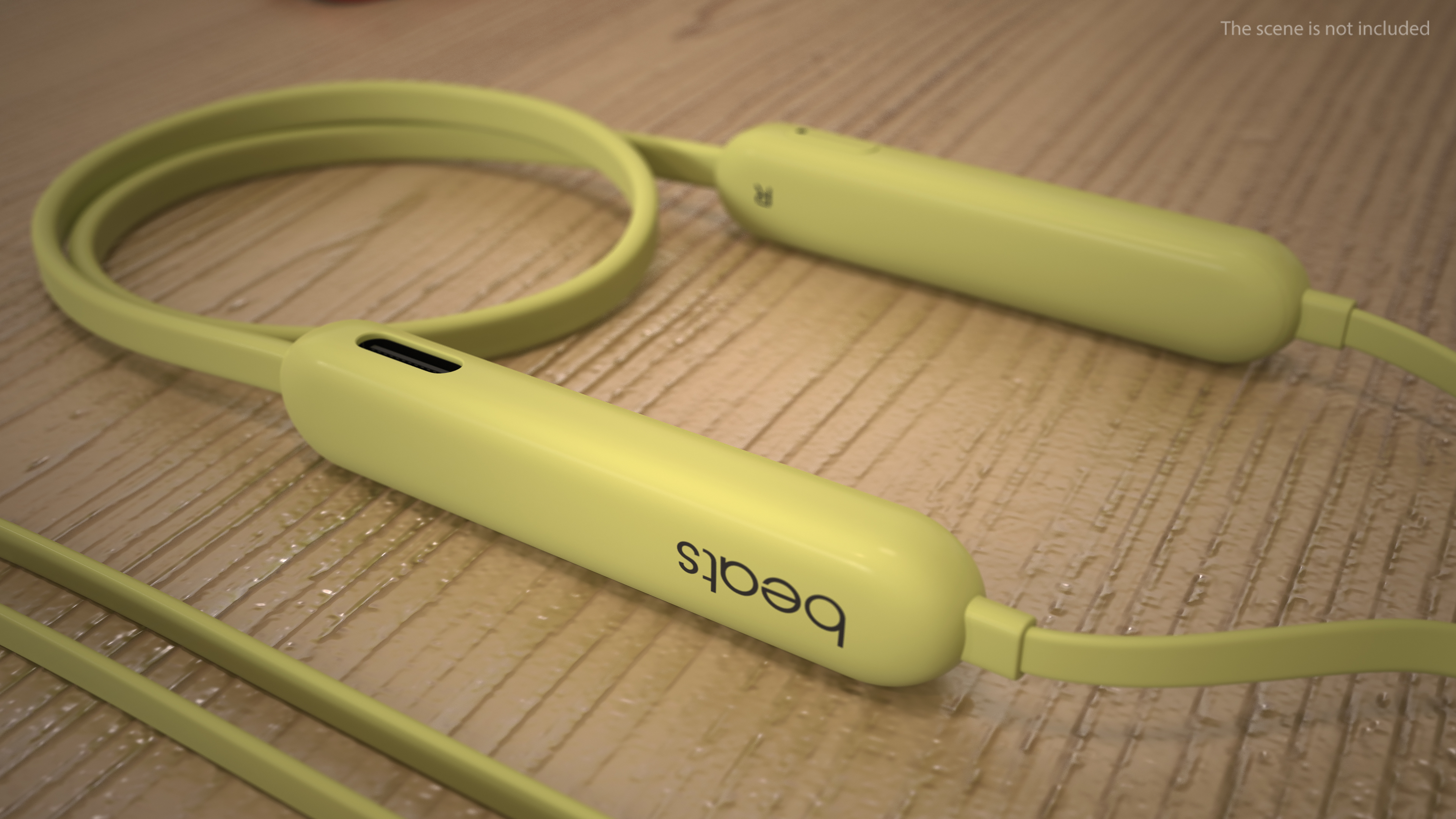 Beats Flex Earphones Yuzu Yellow Folded 3D model