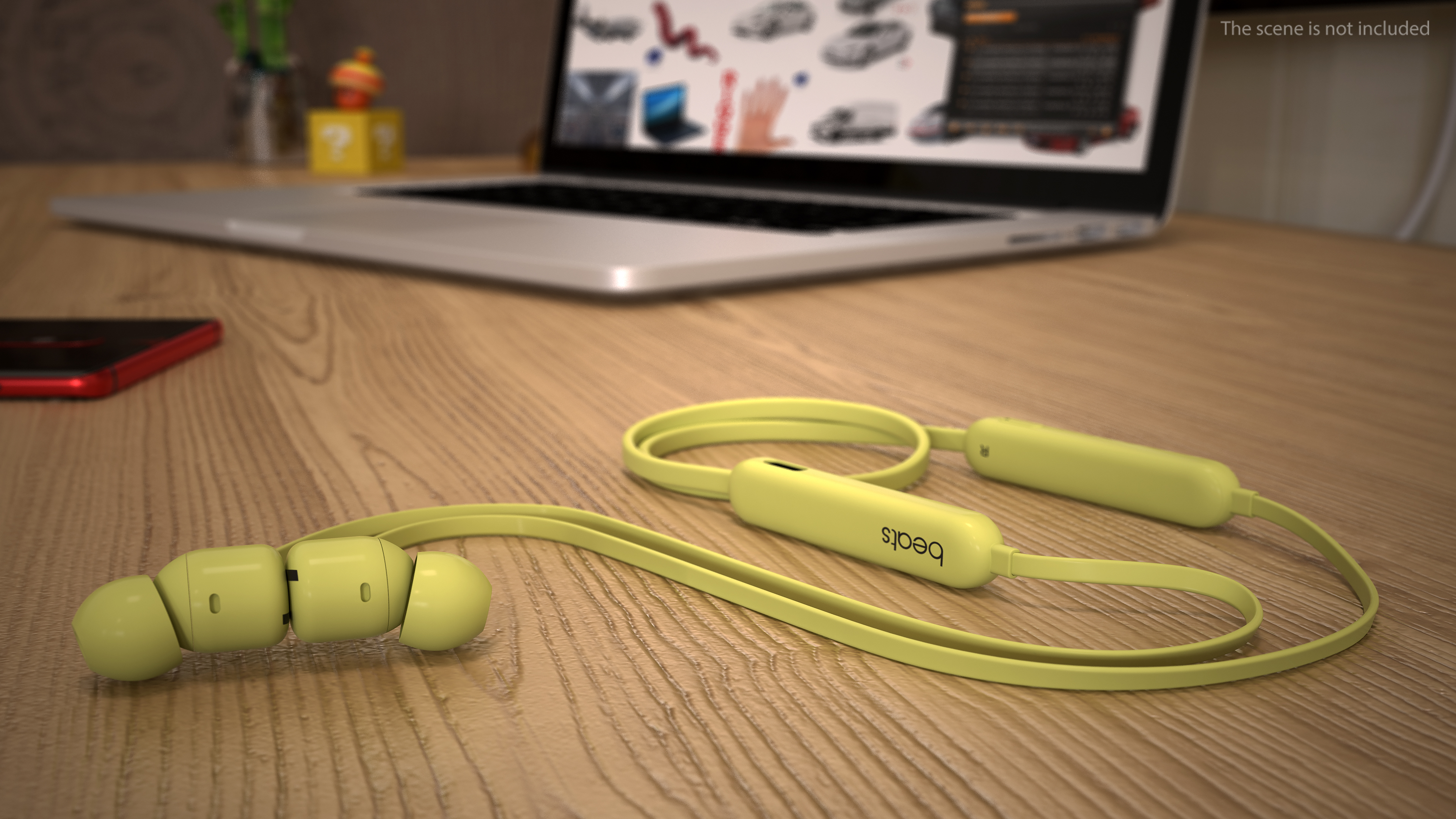 Beats Flex Earphones Yuzu Yellow Folded 3D model
