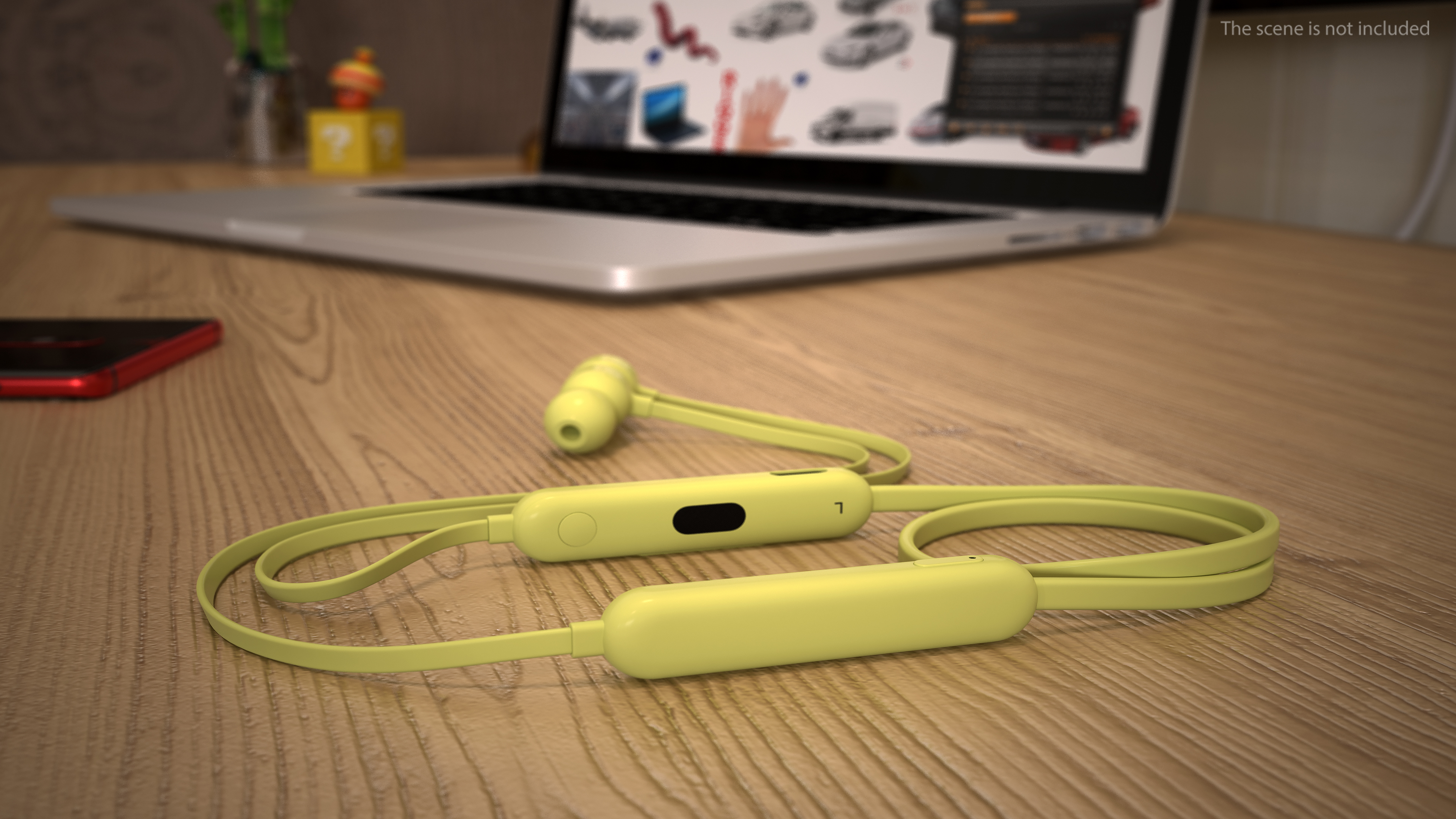 Beats Flex Earphones Yuzu Yellow Folded 3D model