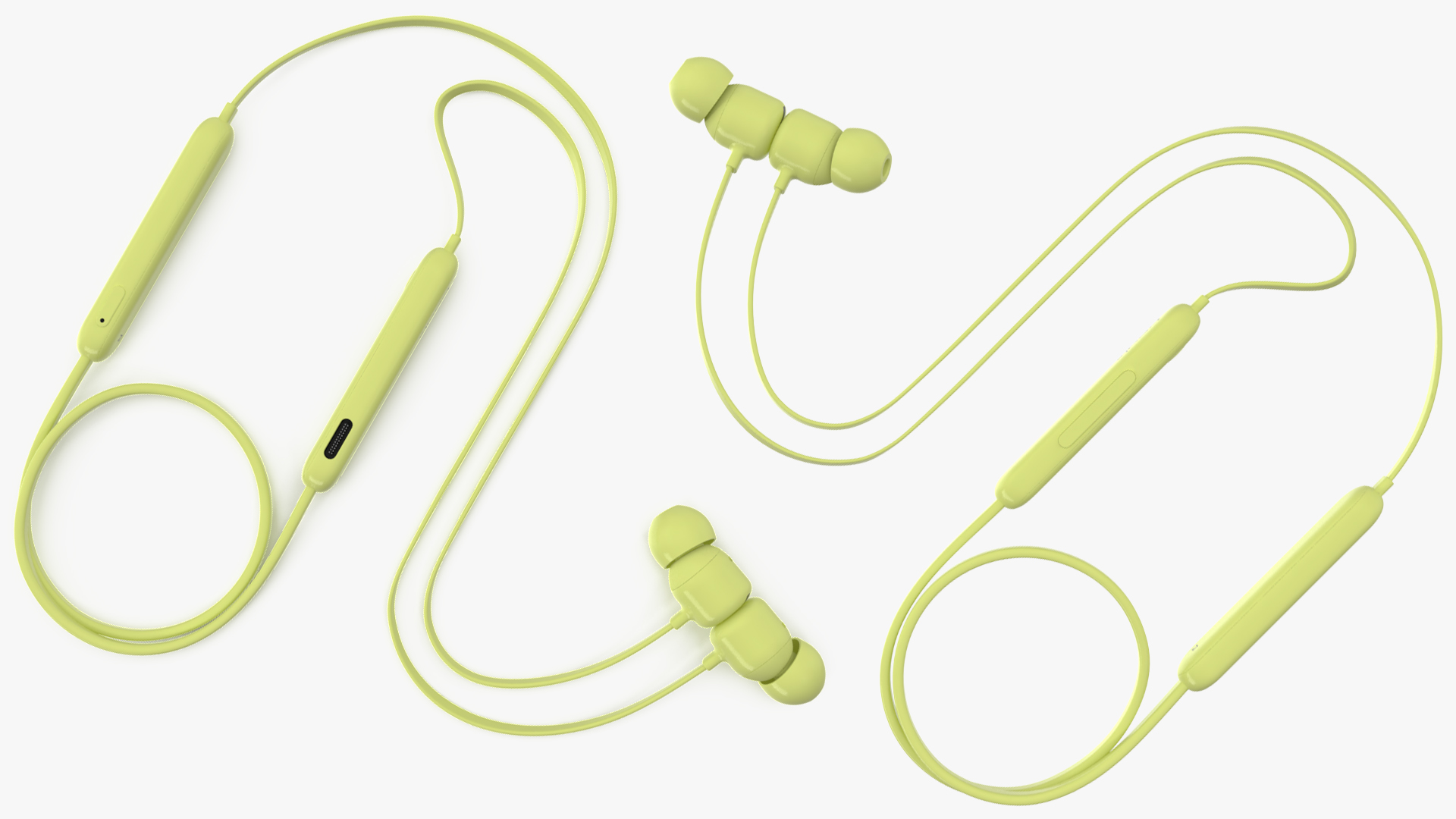 Beats Flex Earphones Yuzu Yellow Folded 3D model