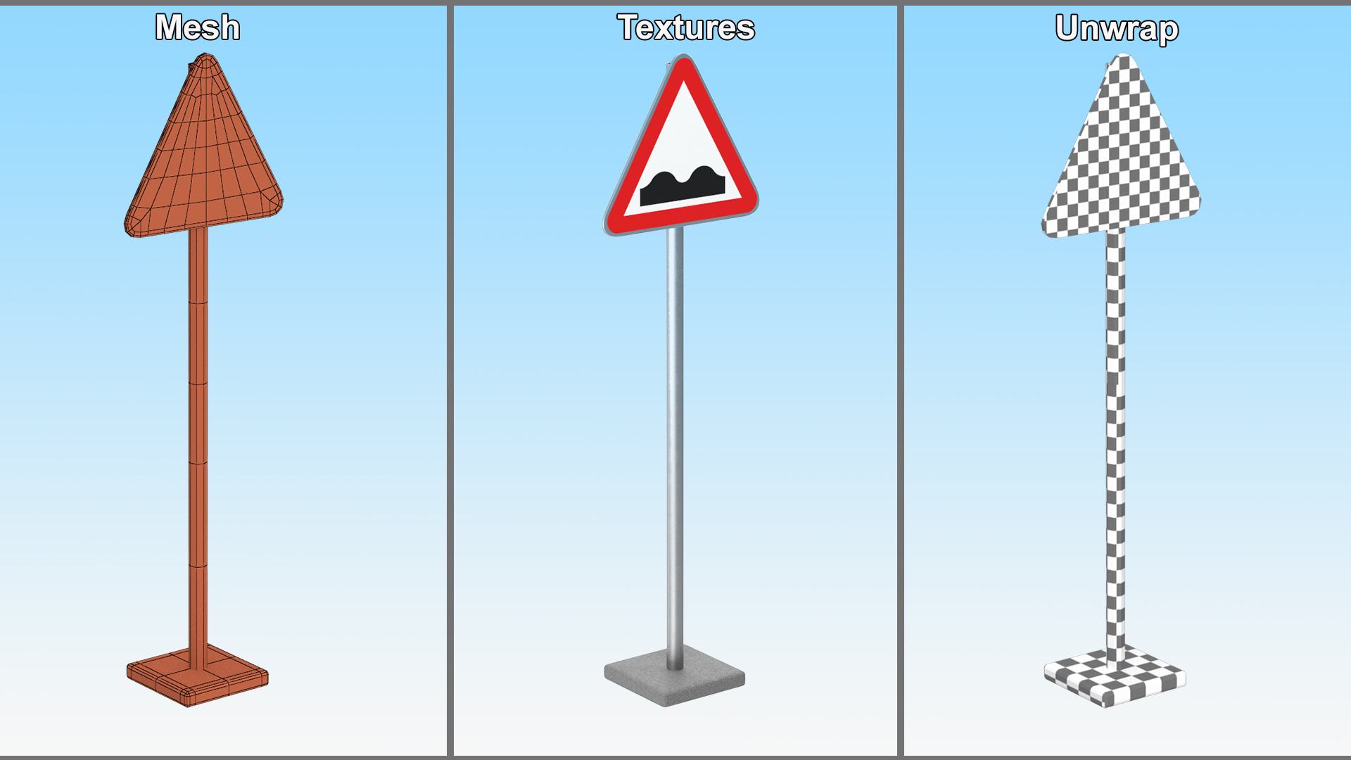 3D Road Sign Uneven Road