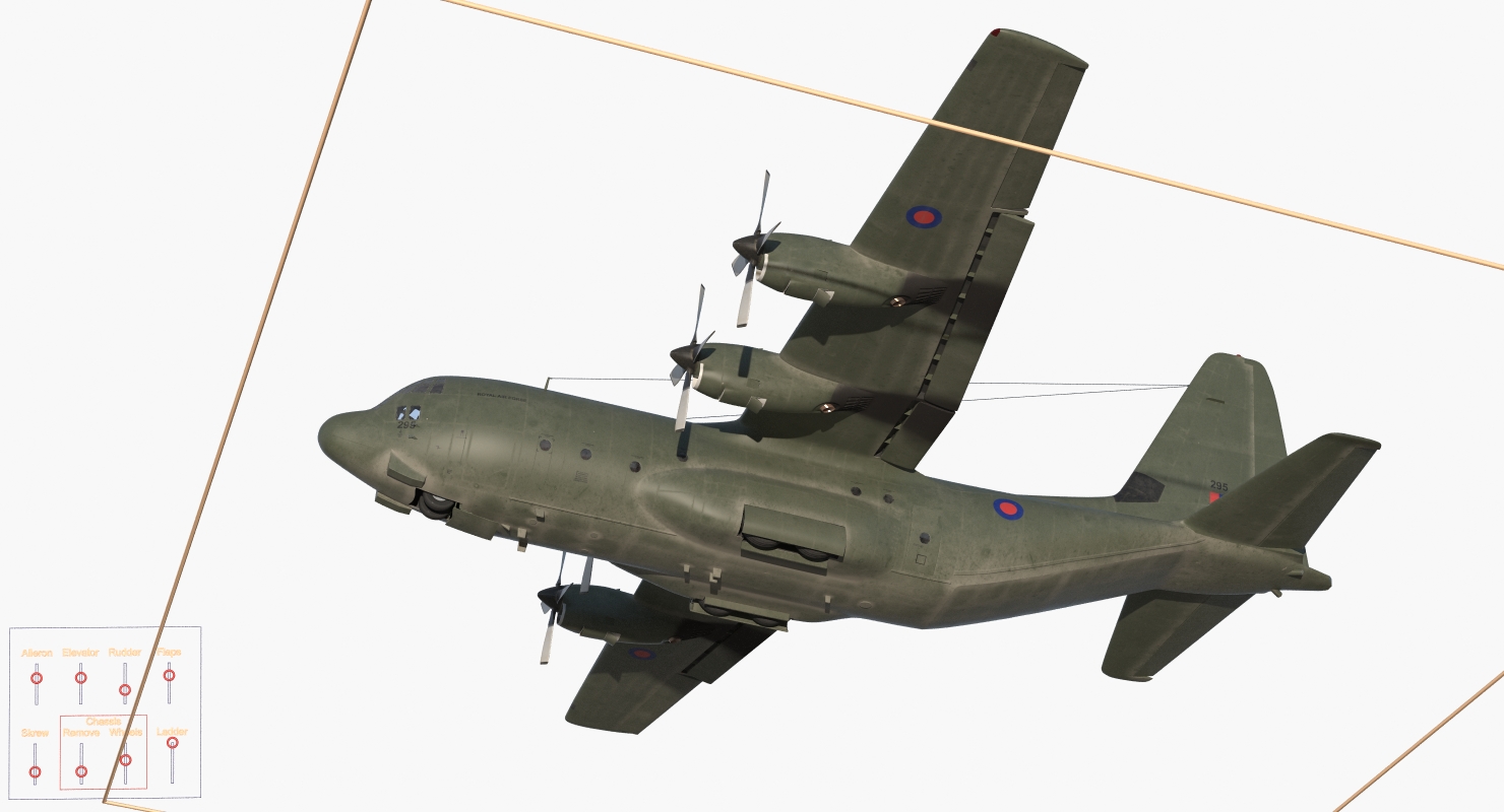 3D Lockheed Martin Hercules C130K Royal Air Force Rigged model