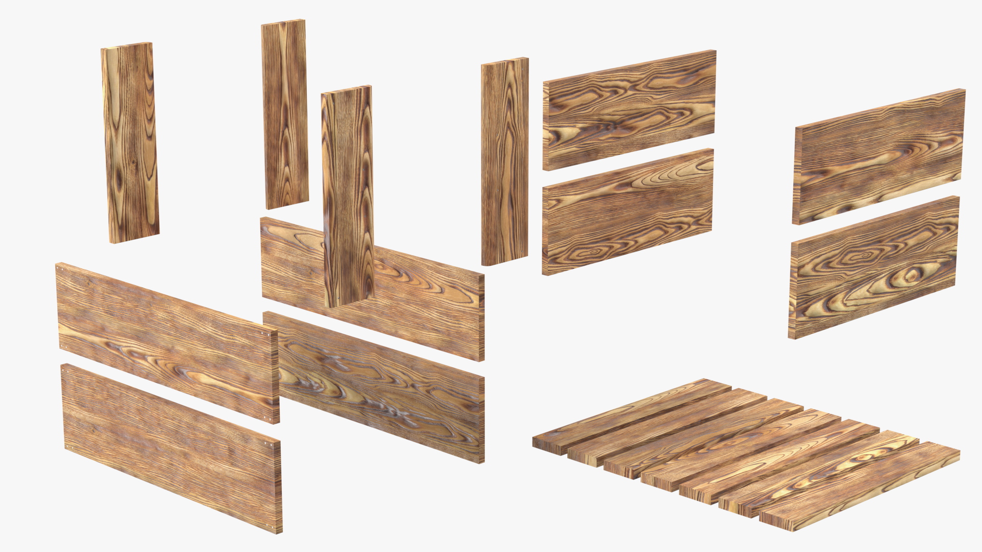3D Large Scorched Wooden Packaging