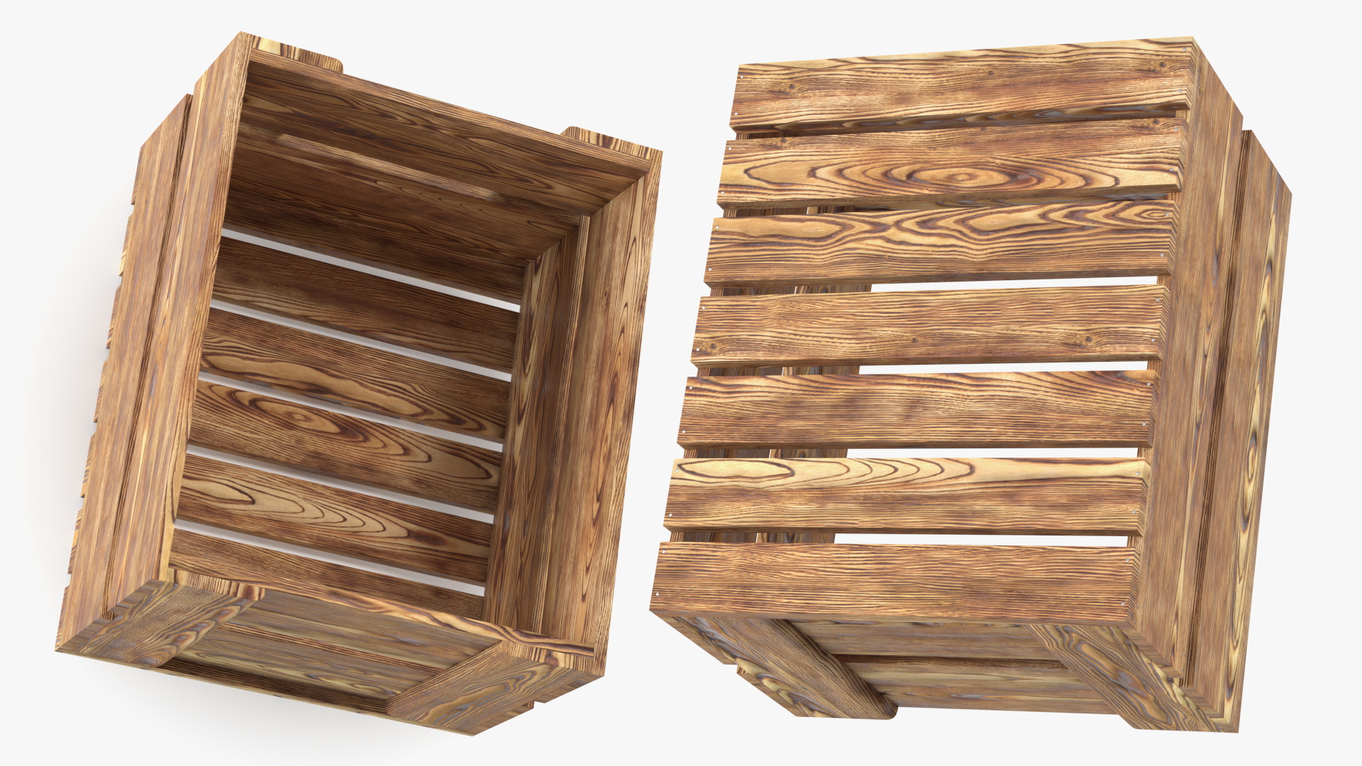3D Large Scorched Wooden Packaging