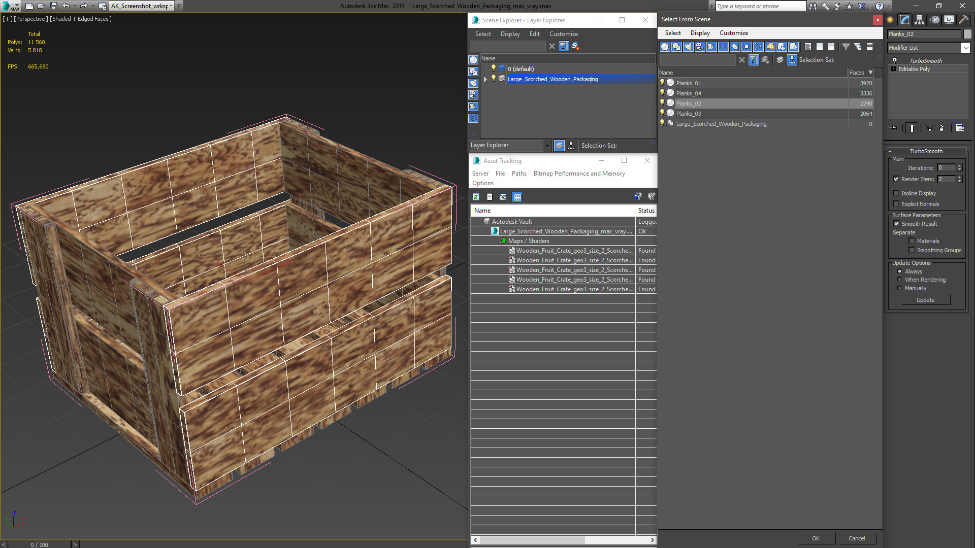 3D Large Scorched Wooden Packaging