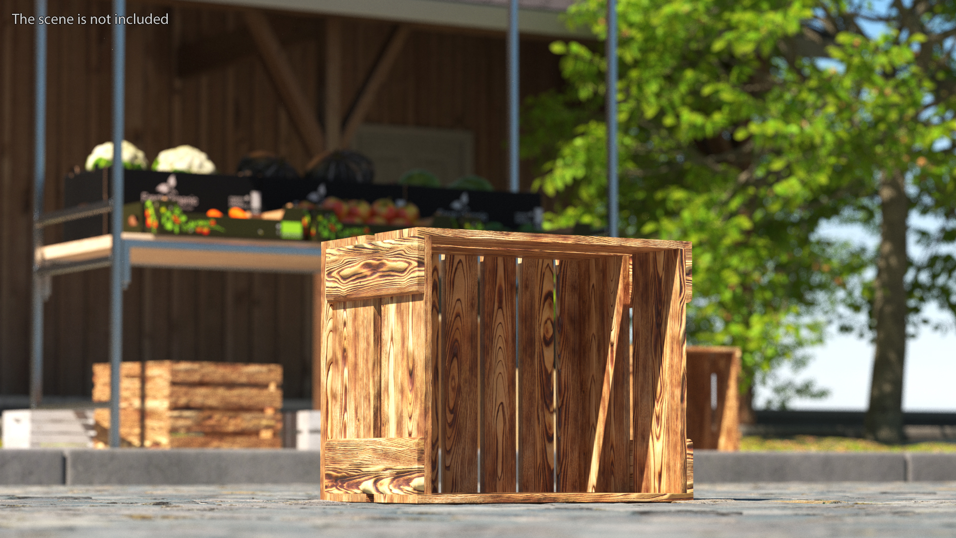 3D Large Scorched Wooden Packaging