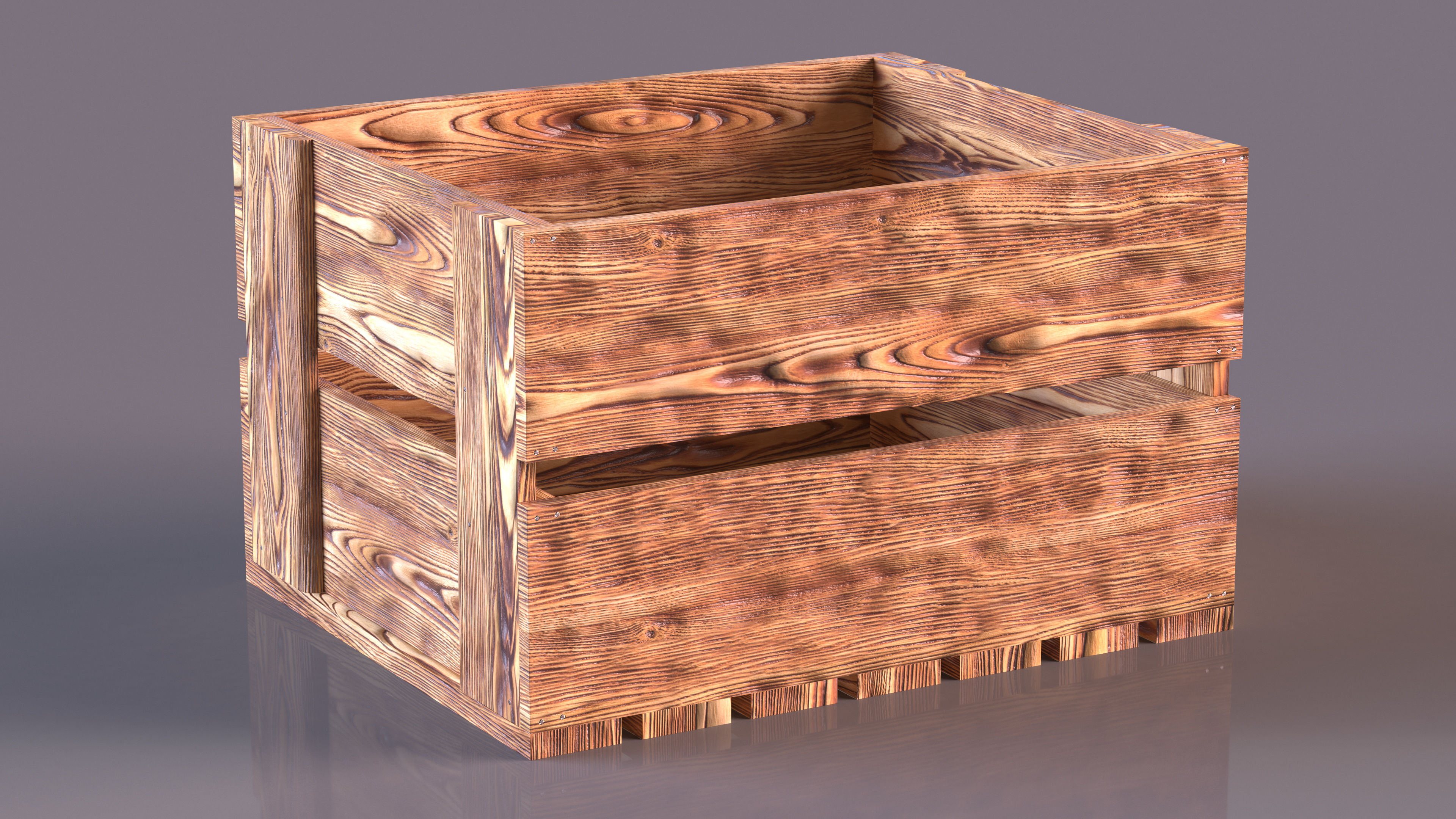 3D Large Scorched Wooden Packaging