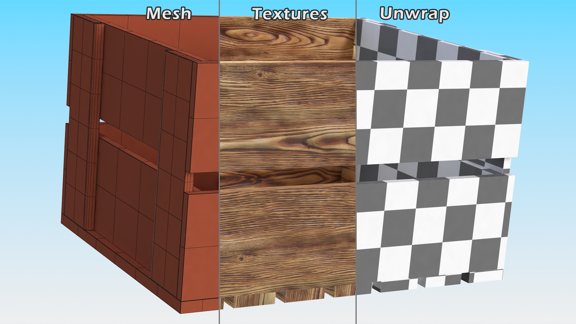 3D Large Scorched Wooden Packaging