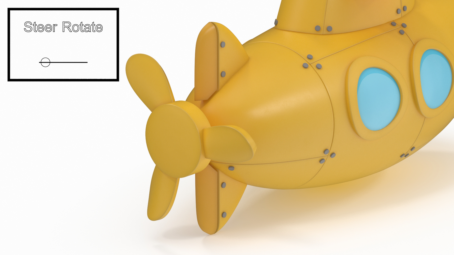 3D Cartoon Submarine Yellow Rigged