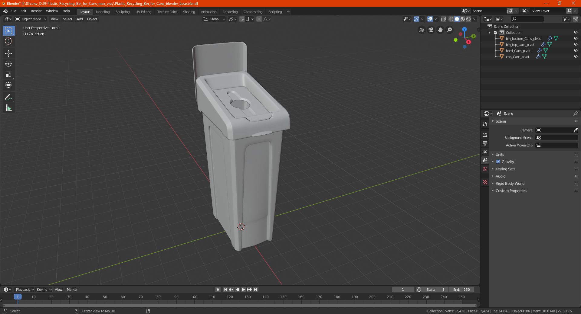 3D Plastic Waste Recycling Container model