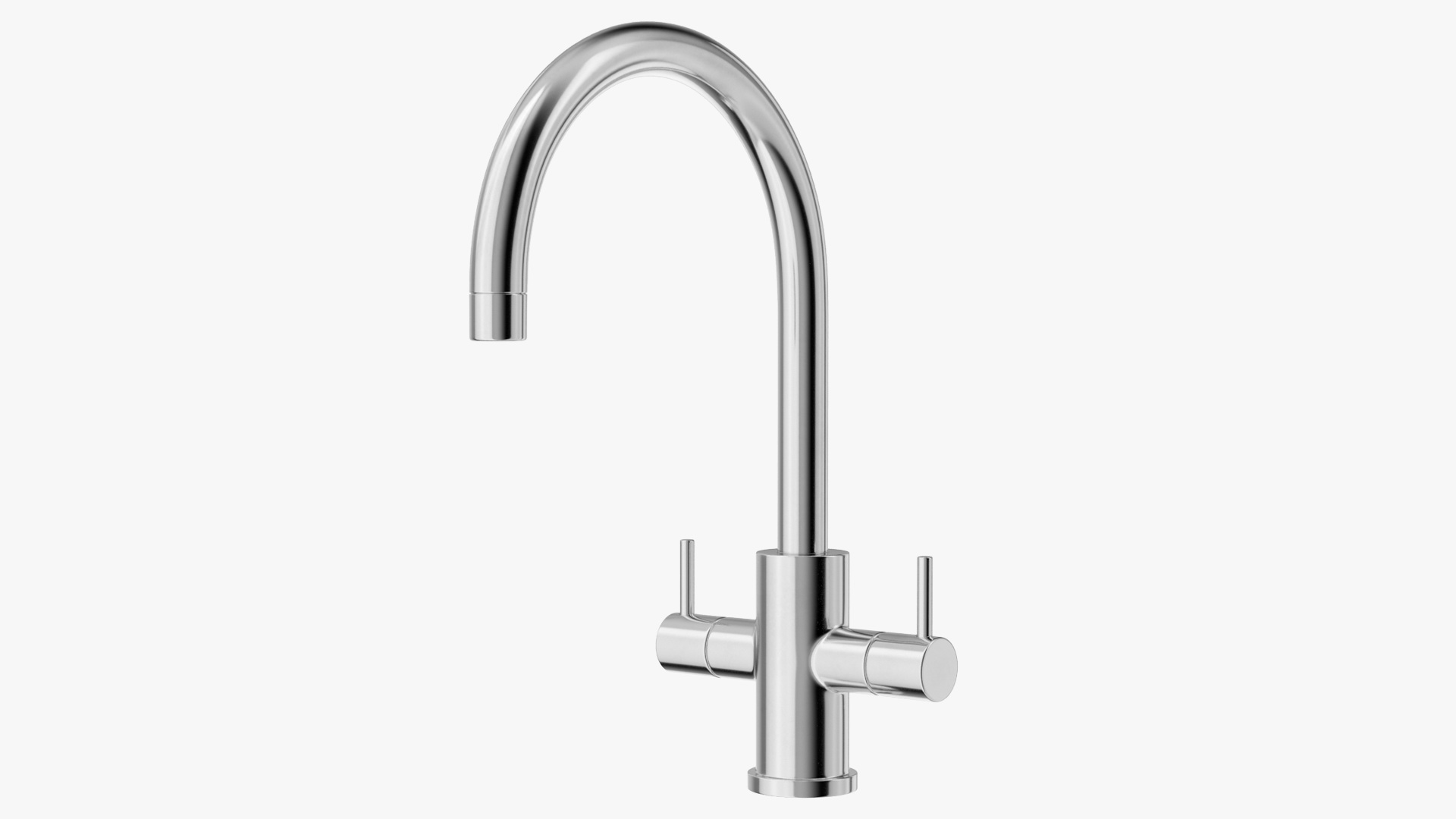Monobloc Dual Lever Kitchen Mixer Tap Chrome 3D model