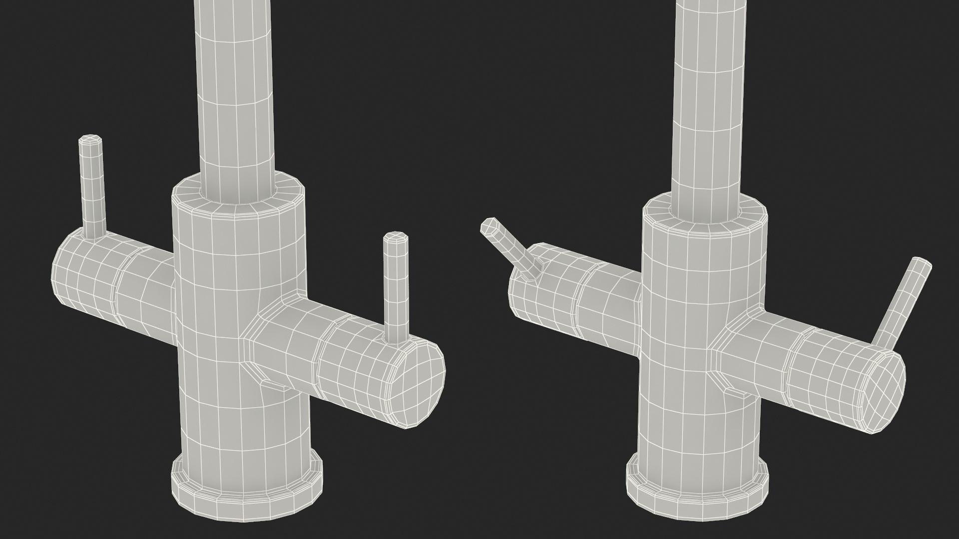 Monobloc Dual Lever Kitchen Mixer Tap Chrome 3D model