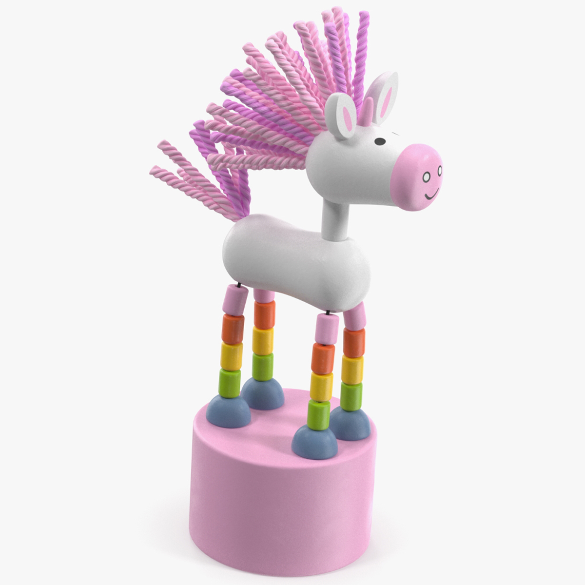 Pink Unicorn Push Puppet Toy Rigged for Maya 3D model