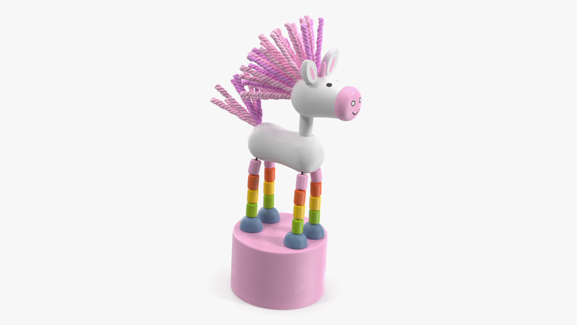 Pink Unicorn Push Puppet Toy Rigged for Maya 3D model