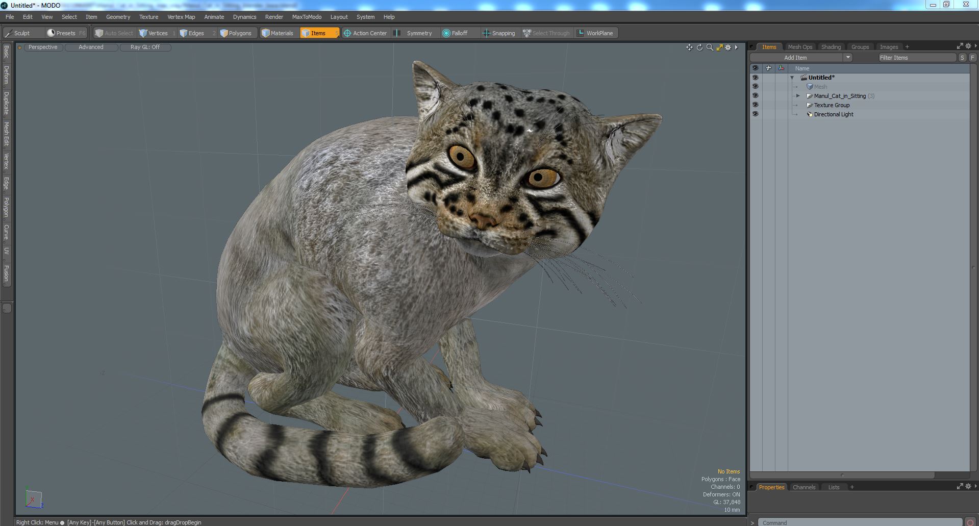 3D model Manul Cat in Sitting