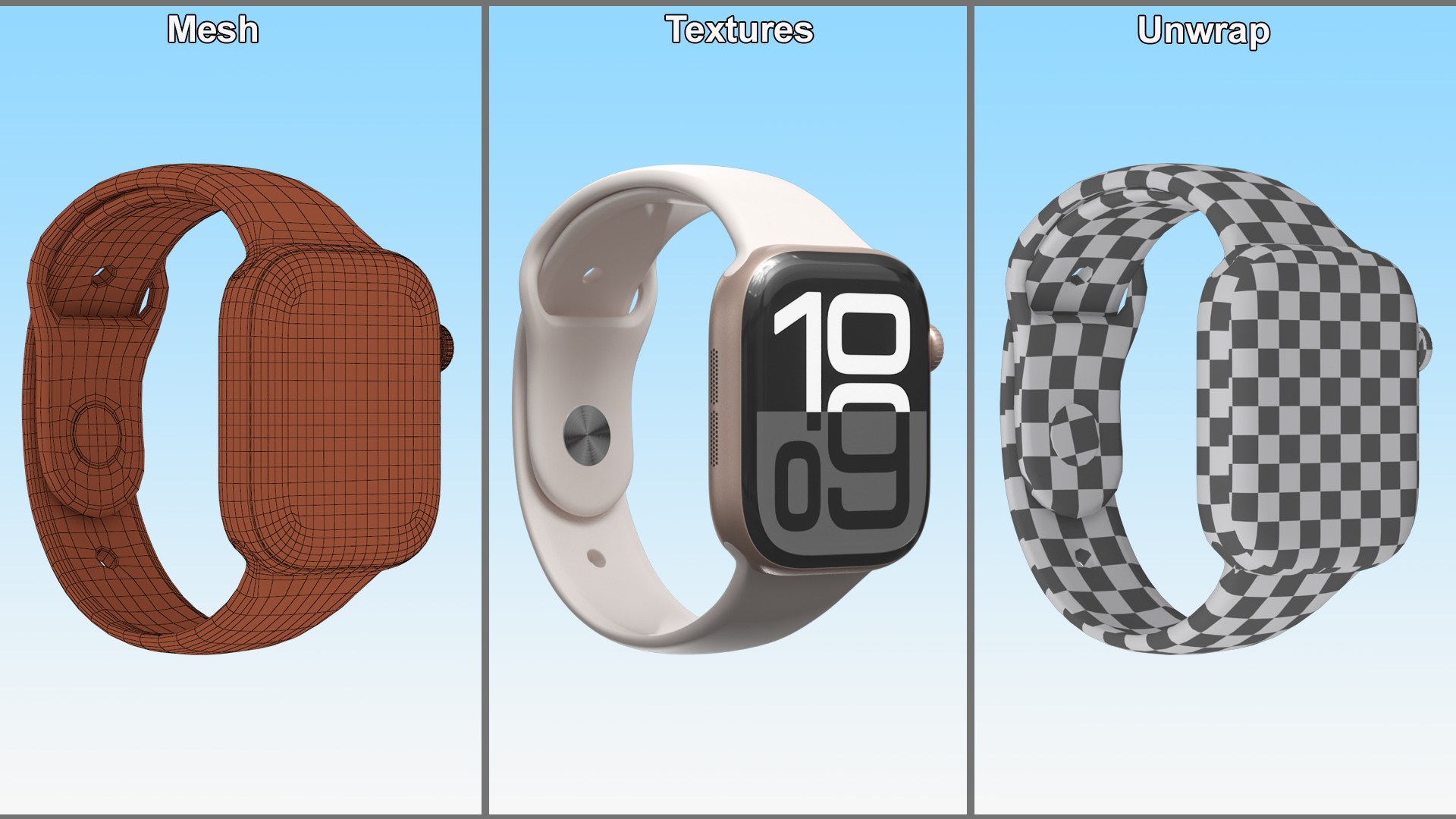 Apple Watch Series 10 Rose Gold with Rubber Strap and Display On 3D model