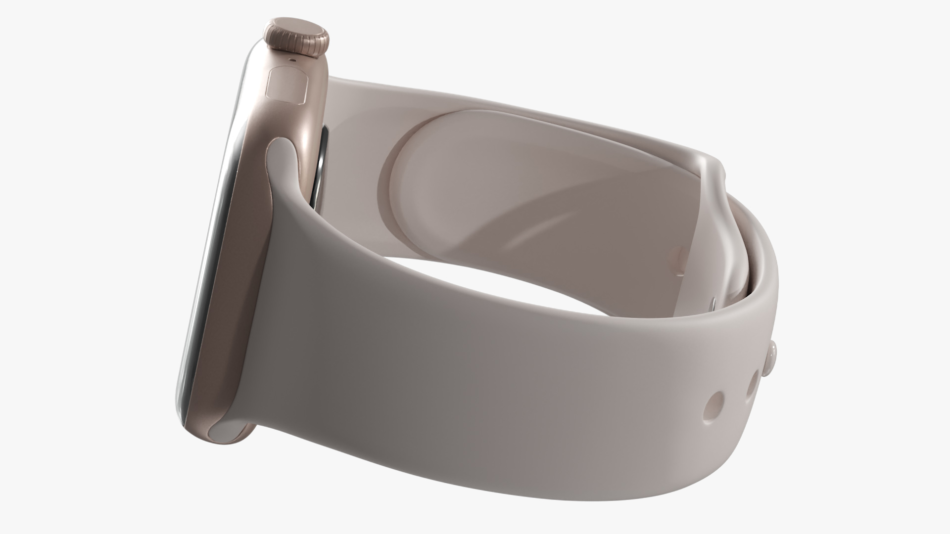 Apple Watch Series 10 Rose Gold with Rubber Strap and Display On 3D model