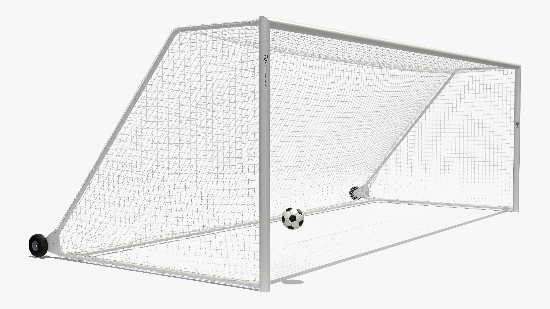 3D model Animated Soccer Ball Flies into Goal Net