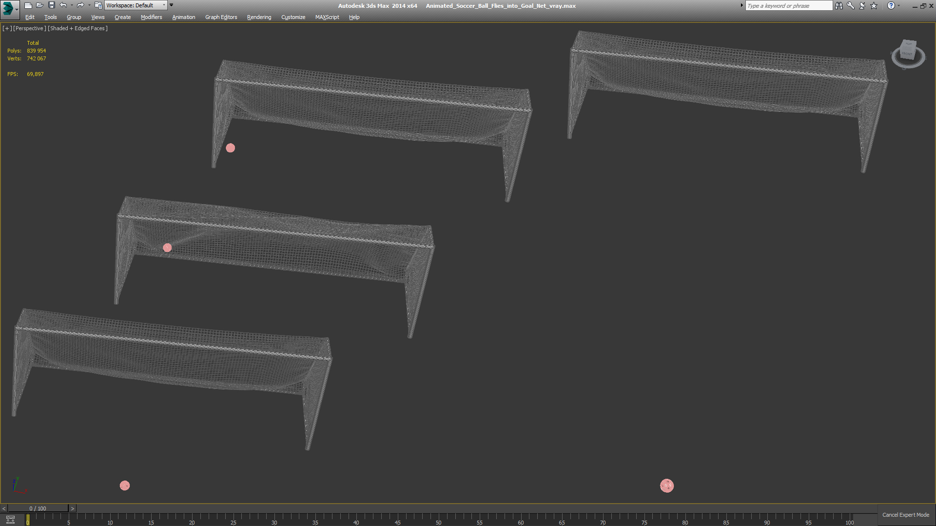 3D model Animated Soccer Ball Flies into Goal Net