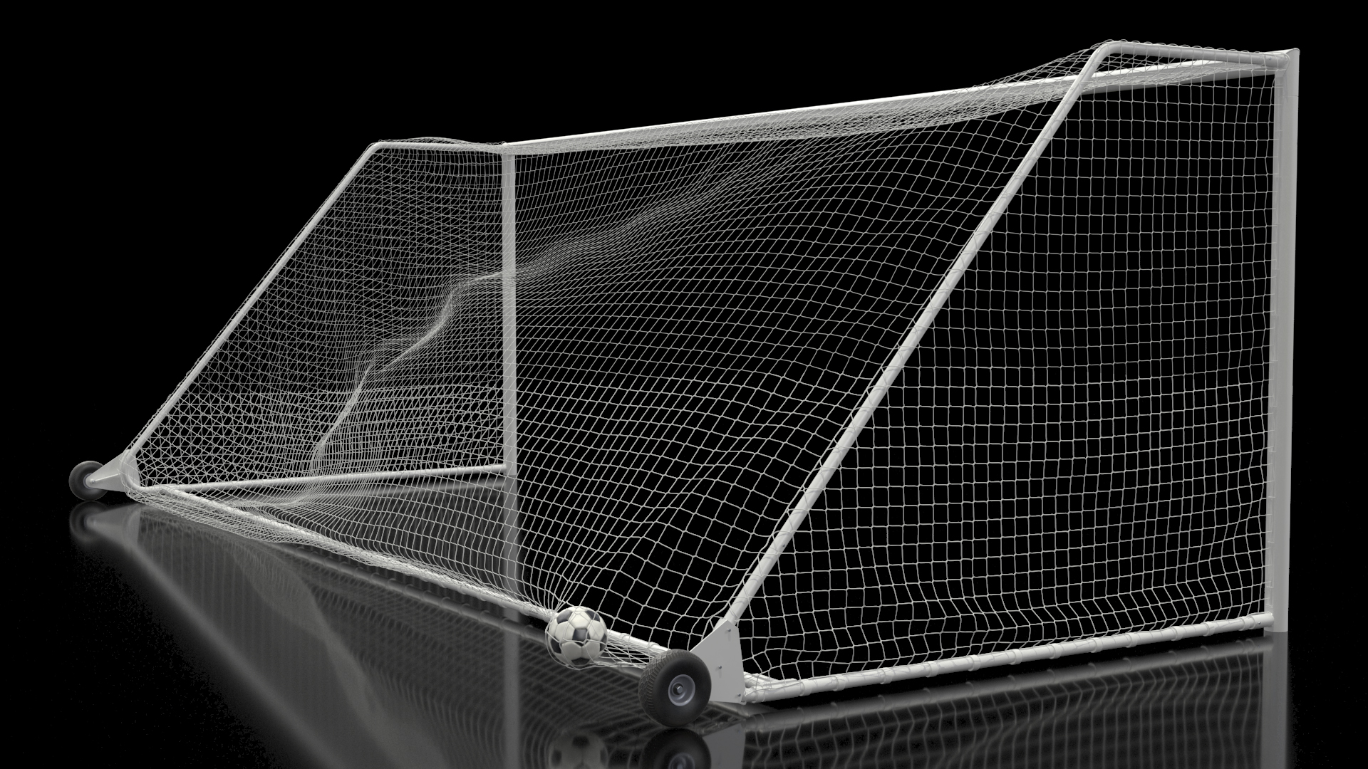 3D model Animated Soccer Ball Flies into Goal Net