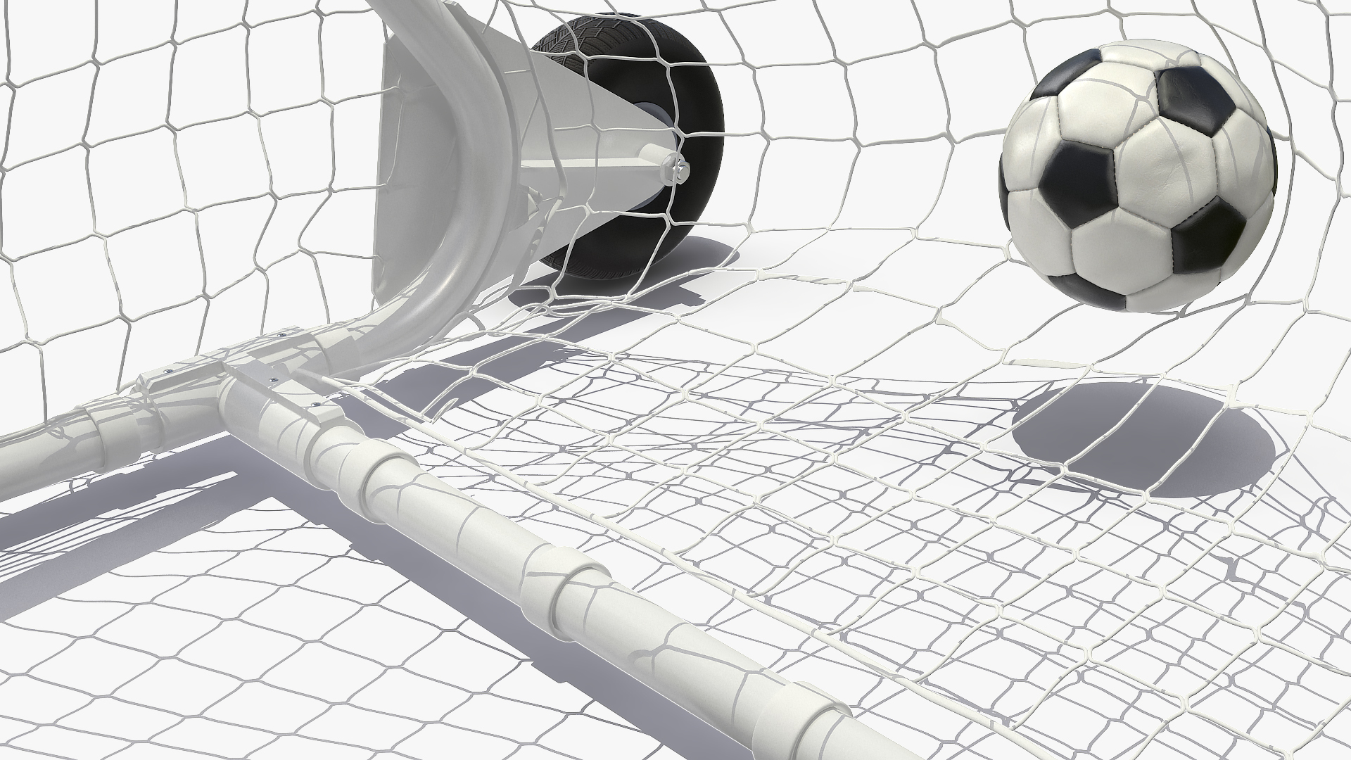 3D model Animated Soccer Ball Flies into Goal Net