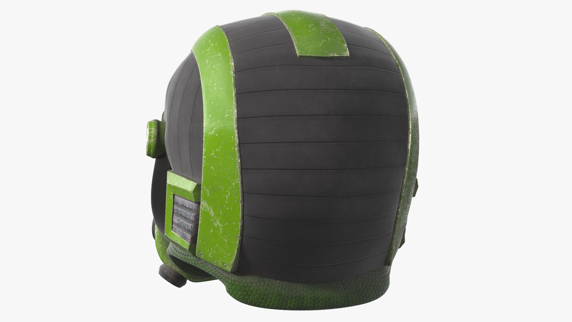 3D SciFi Helmet Green Scratches model