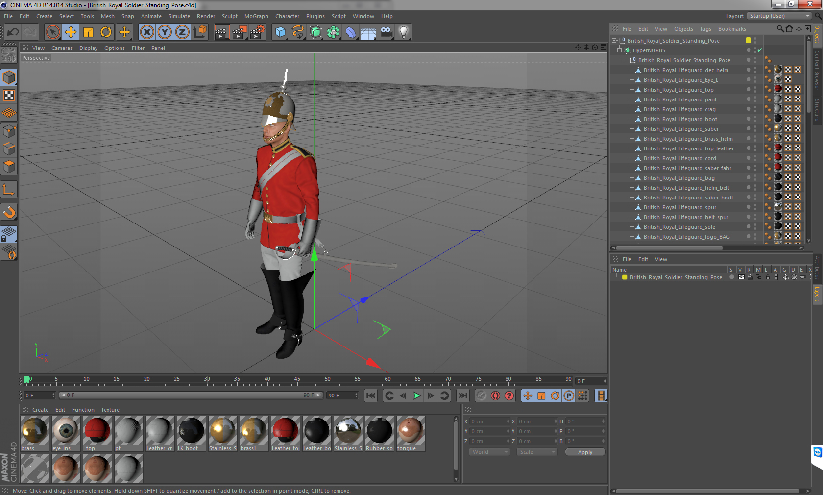 3D model British Royal Soldier Standing Pose