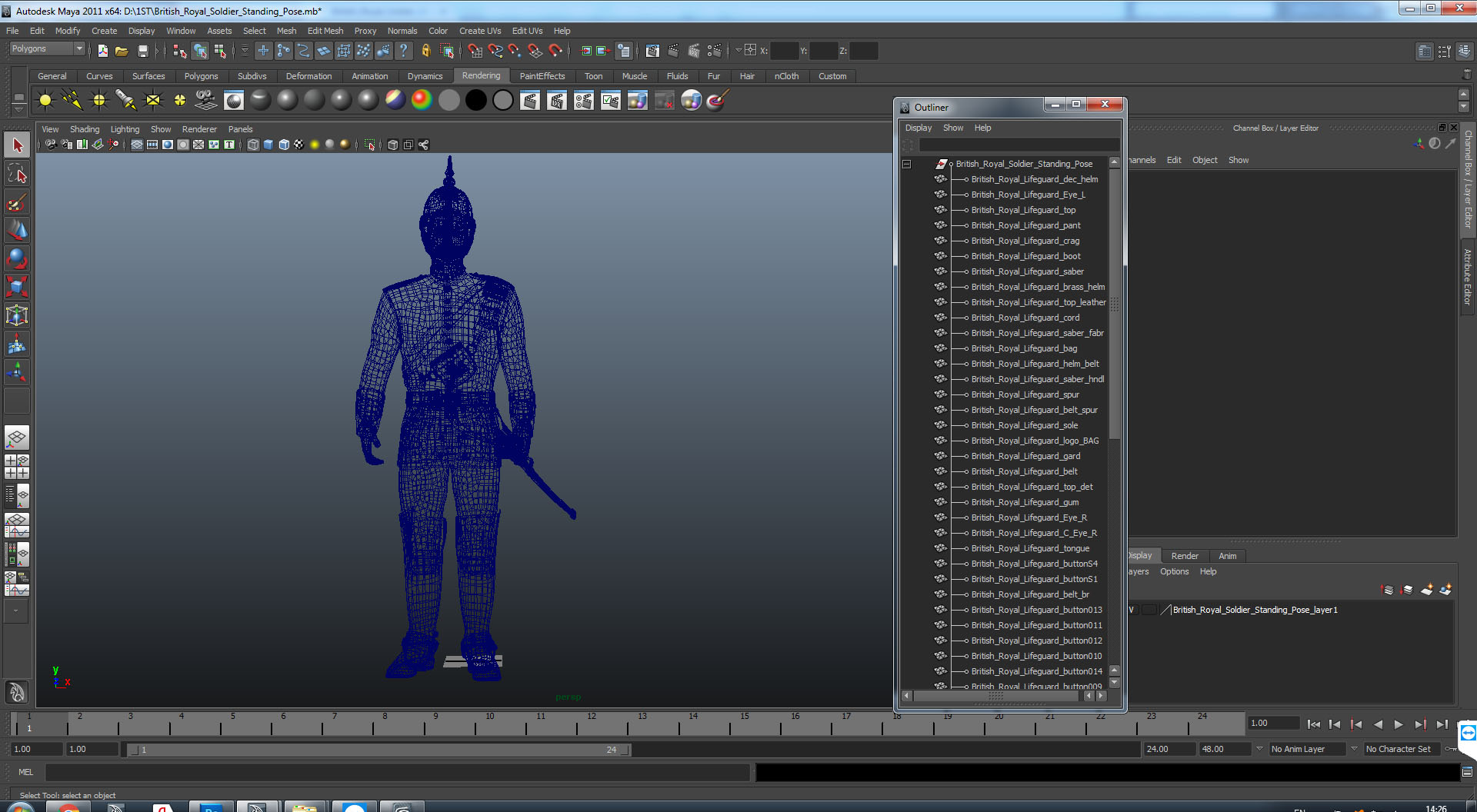 3D model British Royal Soldier Standing Pose