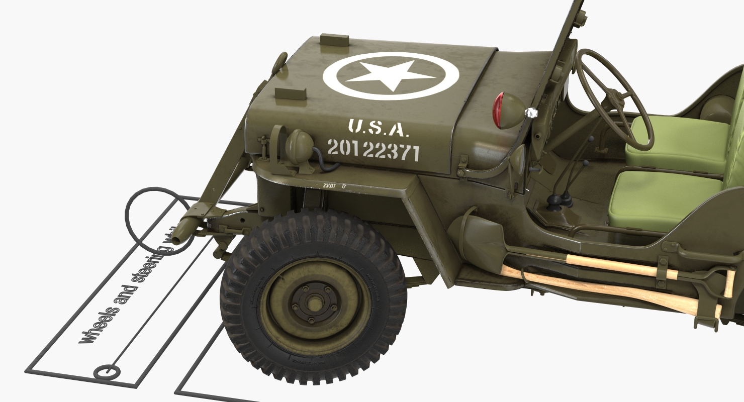 US Army Jeep Willys MB Rigged 3D model