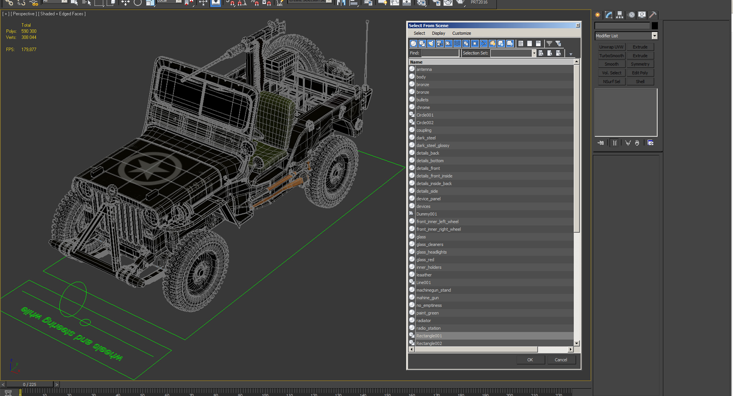 US Army Jeep Willys MB Rigged 3D model