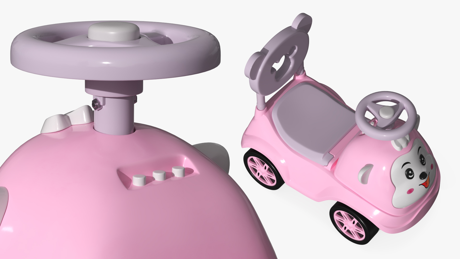 Baby Push Car with Steering Wheel Pink, view 7