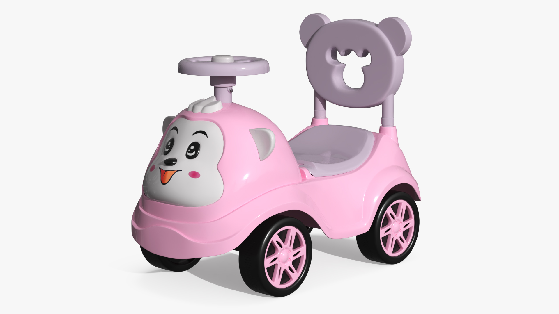 Baby Push Car with Steering Wheel Pink, view 3
