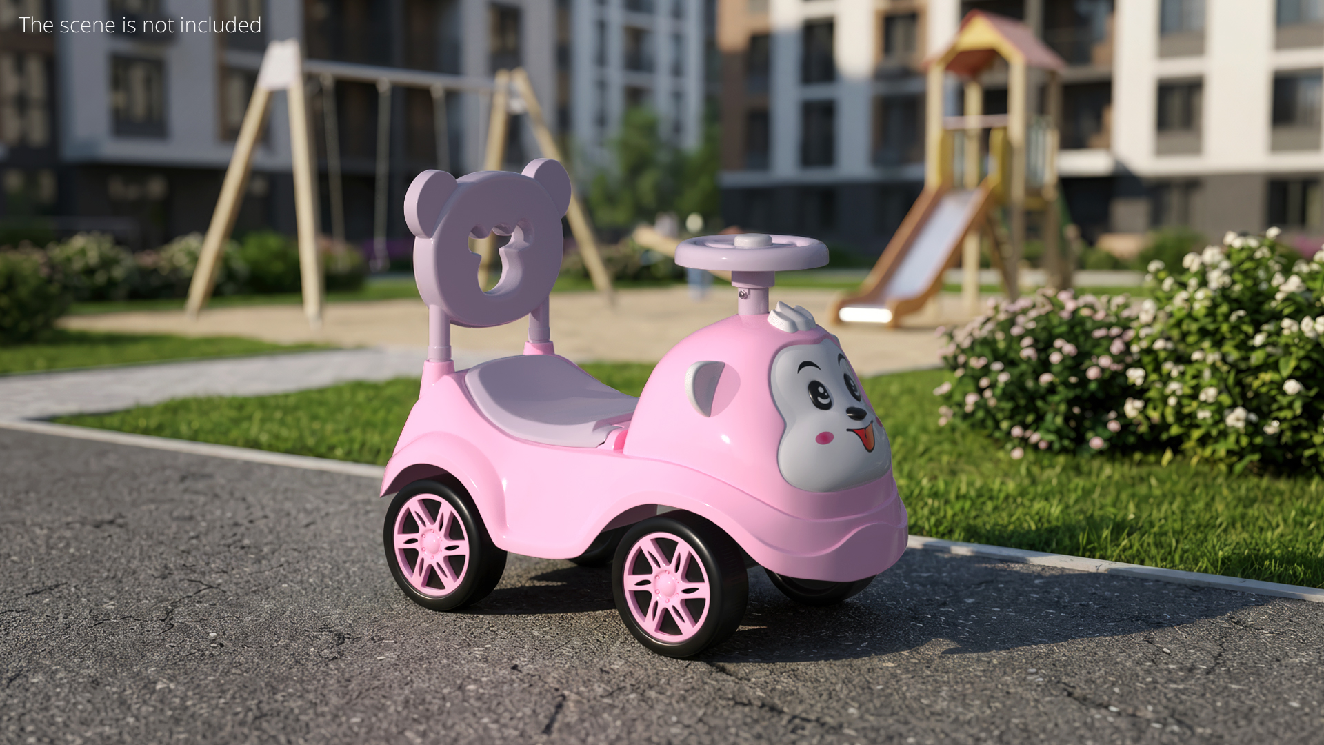 Baby Push Car with Steering Wheel Pink, view 4